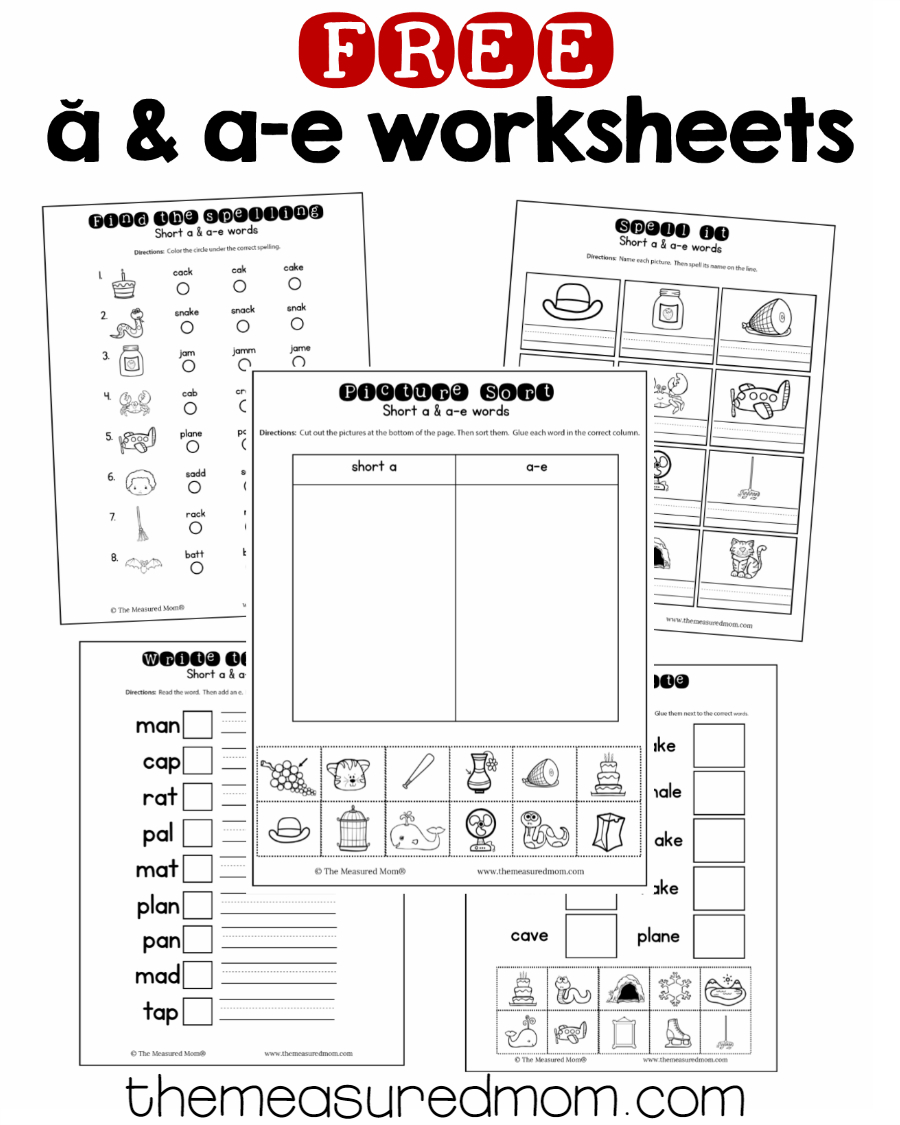 10 Free Short A &amp;amp; A-E Worksheets - The Measured Mom | Silent E Printable Worksheets