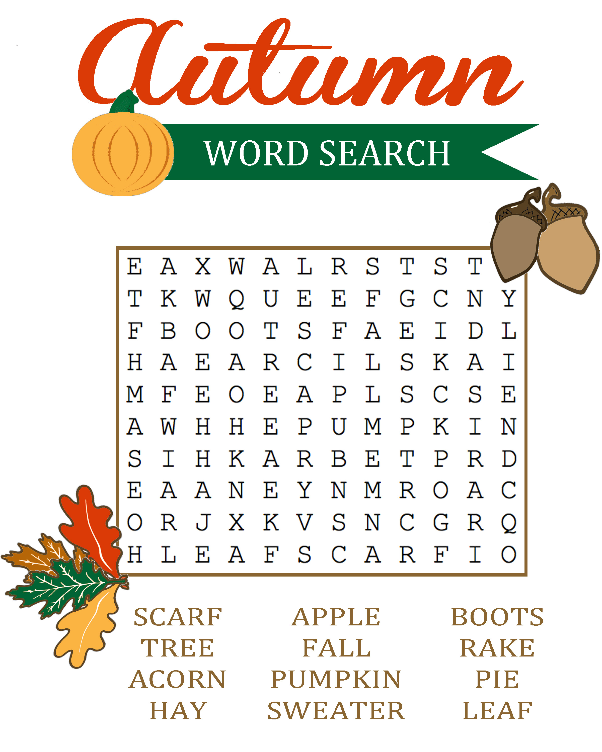 18 Fun Fall Word Search Puzzles | Kittybabylove | Fall Word Search Printable Worksheets