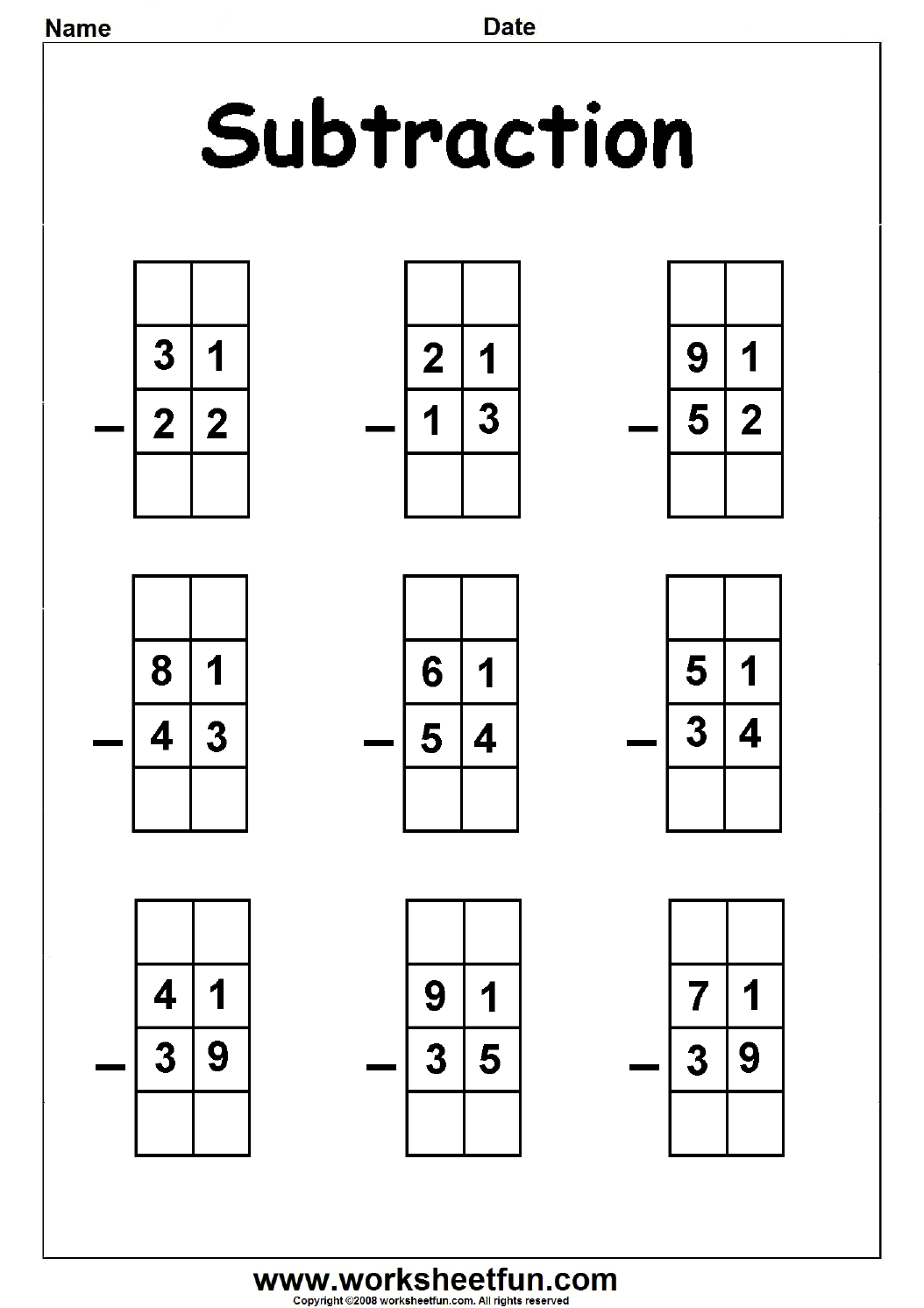 2 Digit Borrow Subtraction – Regrouping – Beginner Worksheets - 5 | Printable Subtraction Worksheets With Regrouping