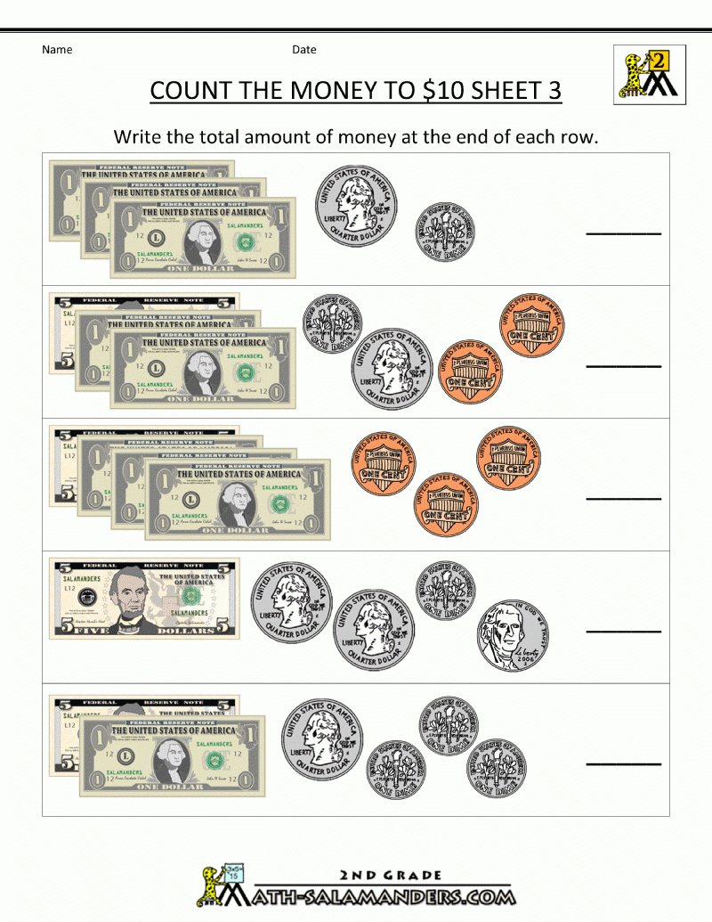 2Nd Grade Math Worksheets Money | Free Counting Money Worksheets | Printable Money Worksheets