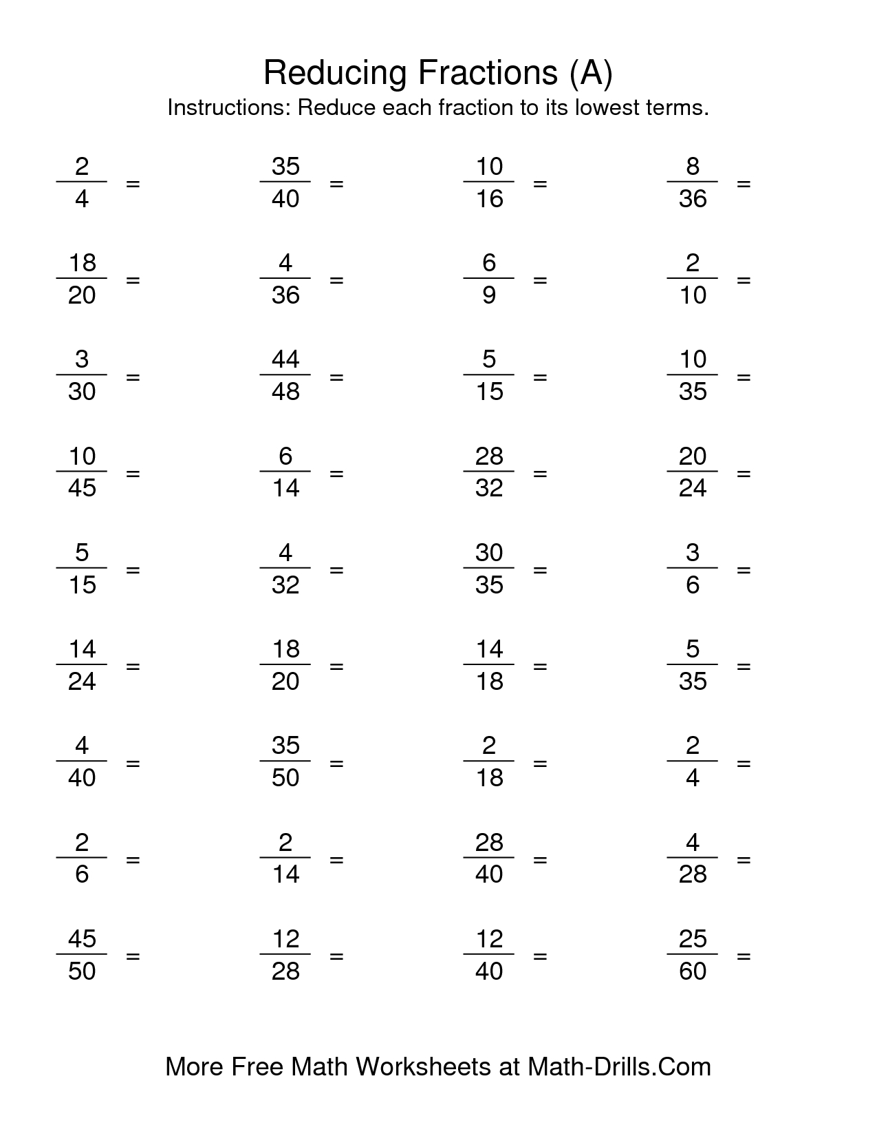 3Rd Grade Math Worksheets Reducing Fractions | Kiki | Math Fractions | Free Printable Simplifying Fractions Worksheets