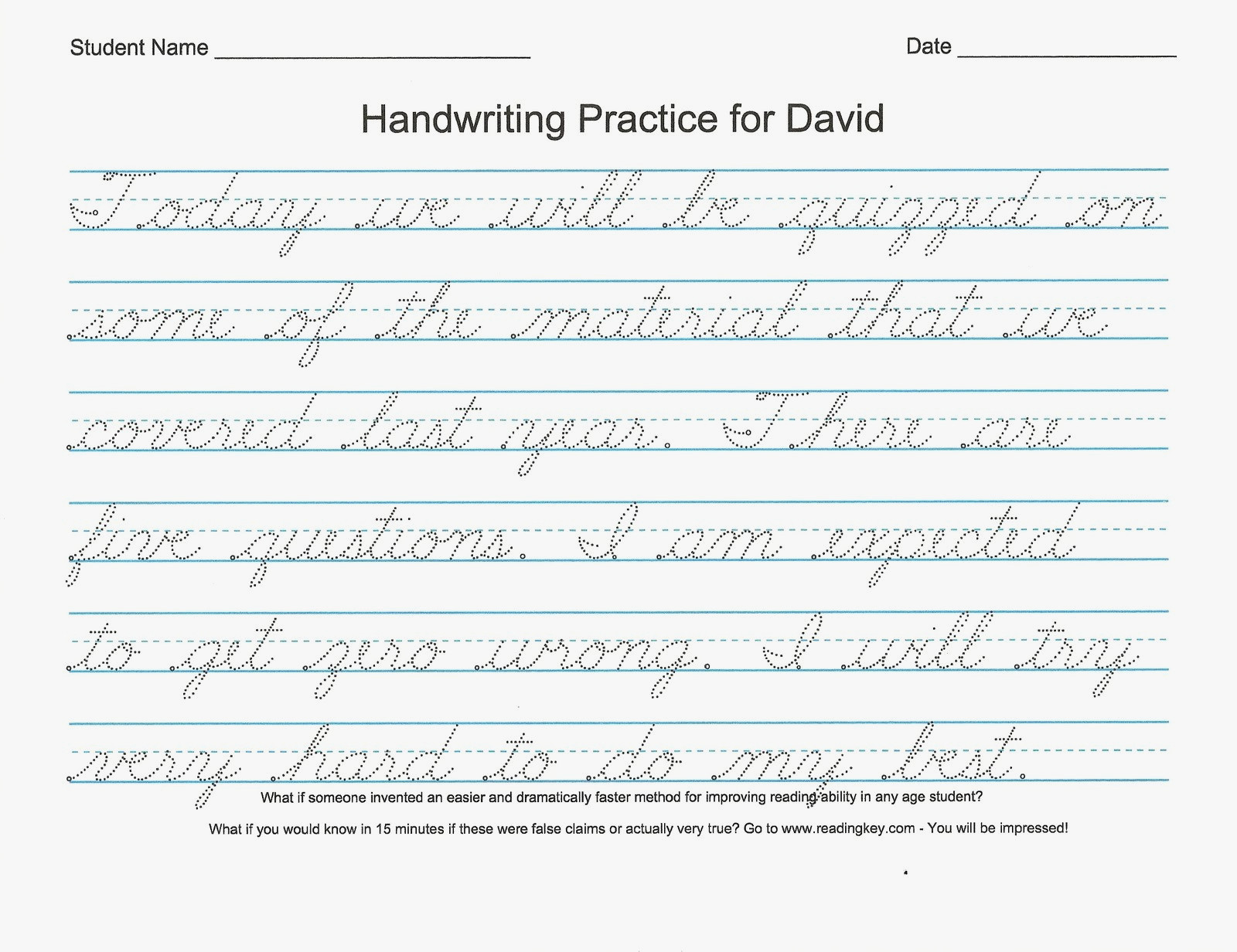 Create Free Printable Cursive Writing Worksheets