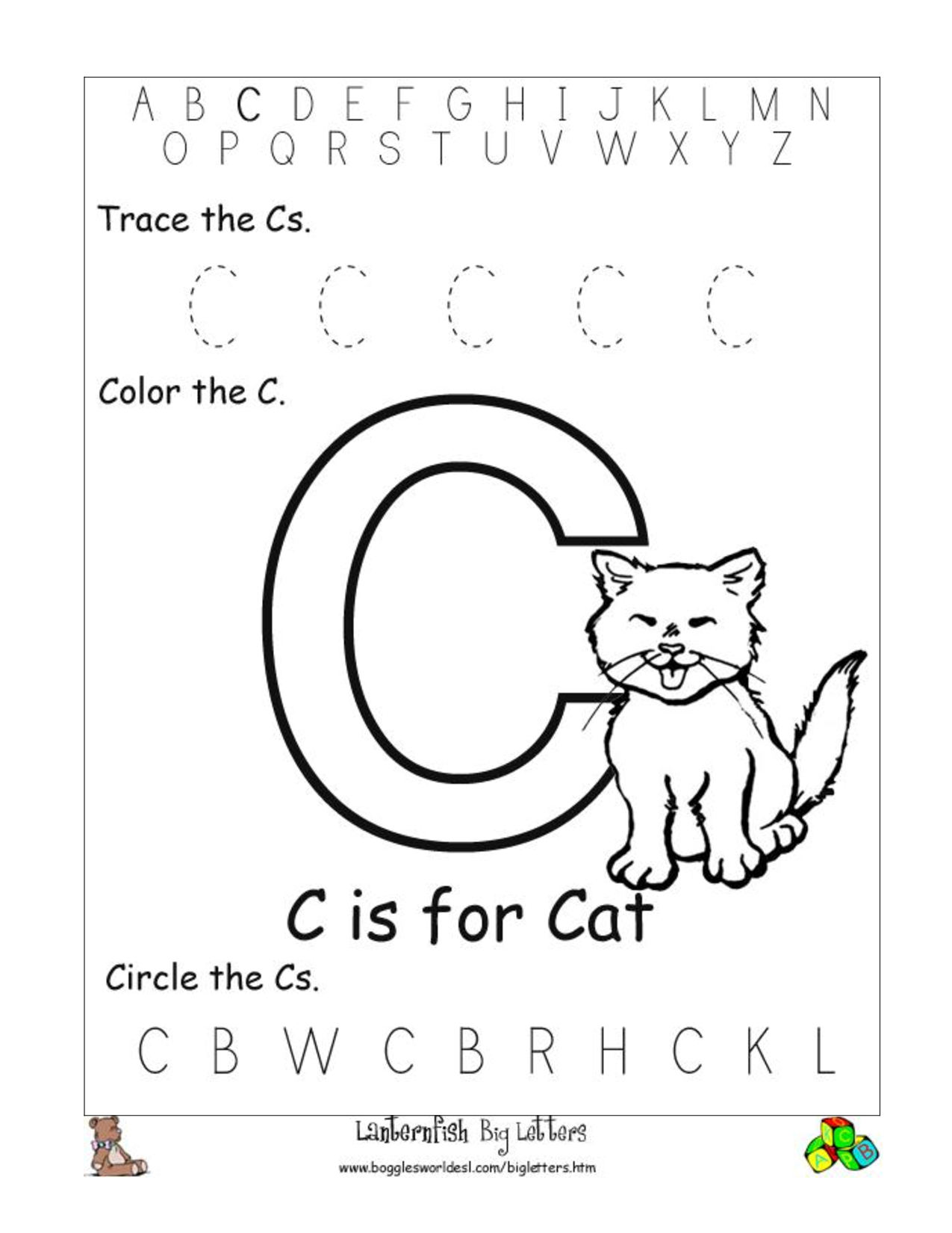 6 Best Images Of Free Printable Preschool Worksheets Letter C | Day | Letter C Printable Worksheets
