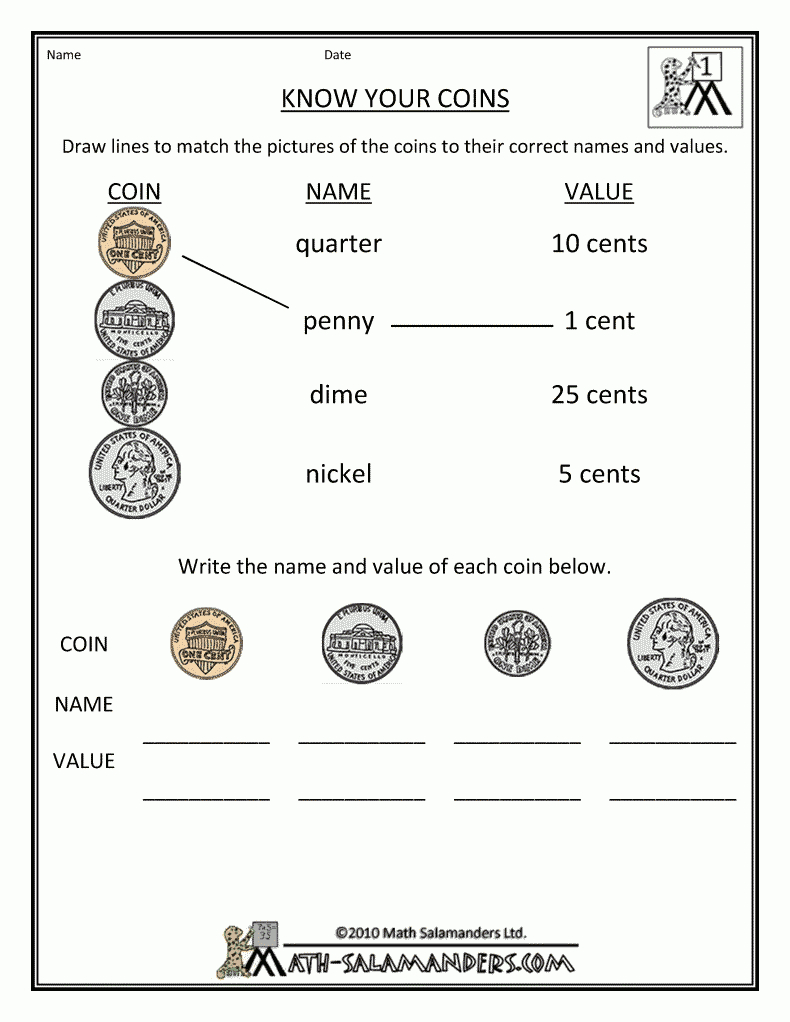 A Really Simple, Yet Effective, Worksheet To Help Teach You&amp;#039;re 1St | Easy Money Worksheets Printable