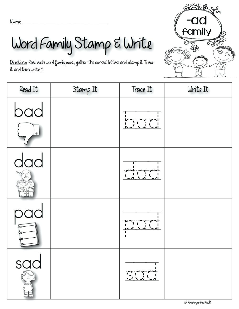 Ad Family Worksheets For Family Theme Preschool And Family - Free | Free Printable Word Family Worksheets For Kindergarten