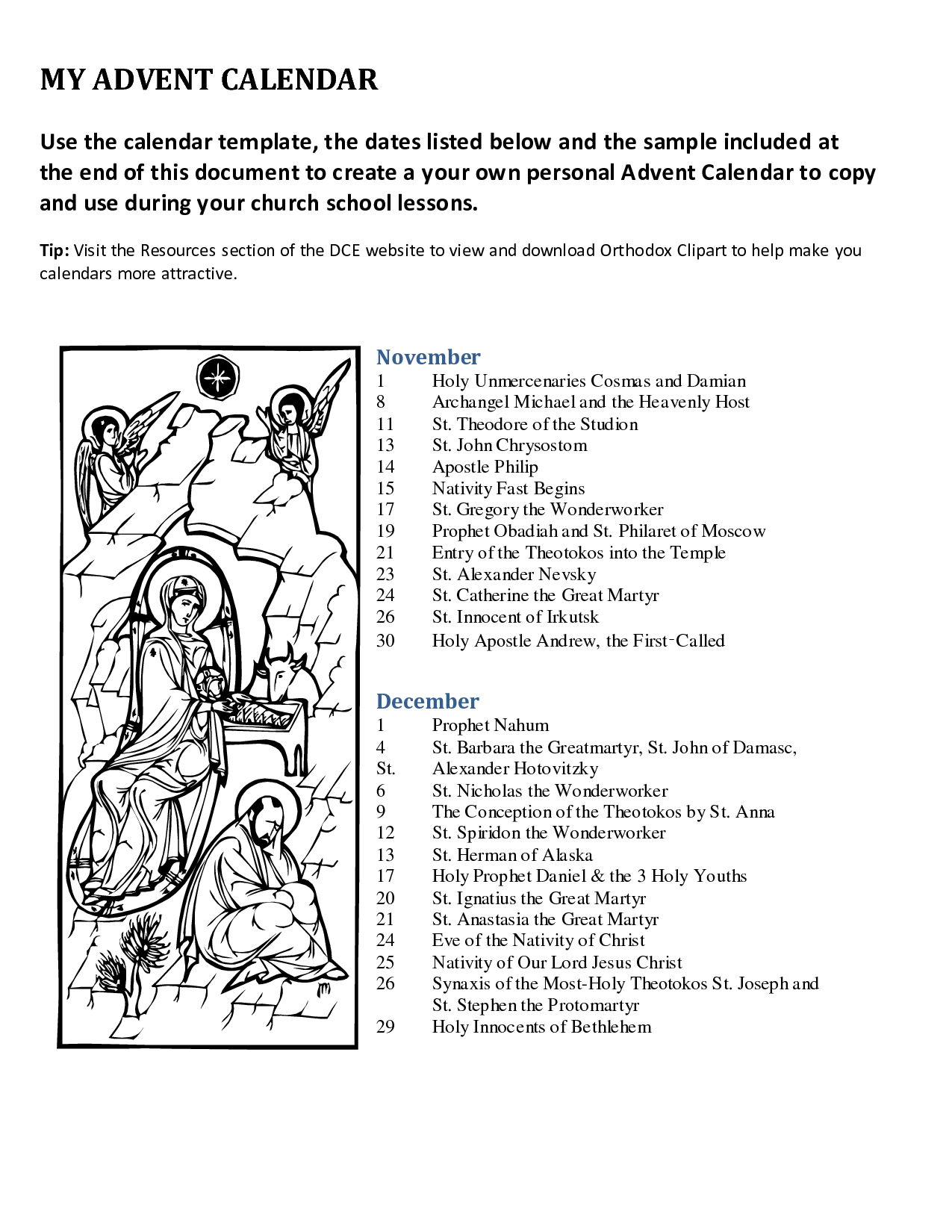 Advent+Printable+Calendar+Templates | Advent Traditions Catholic | Advent Printable Worksheets