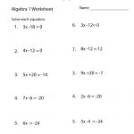 Algebra 1 Practice Worksheet Printable | Algebra Worksheets   Free | Free Printable 8Th Grade Algebra Worksheets