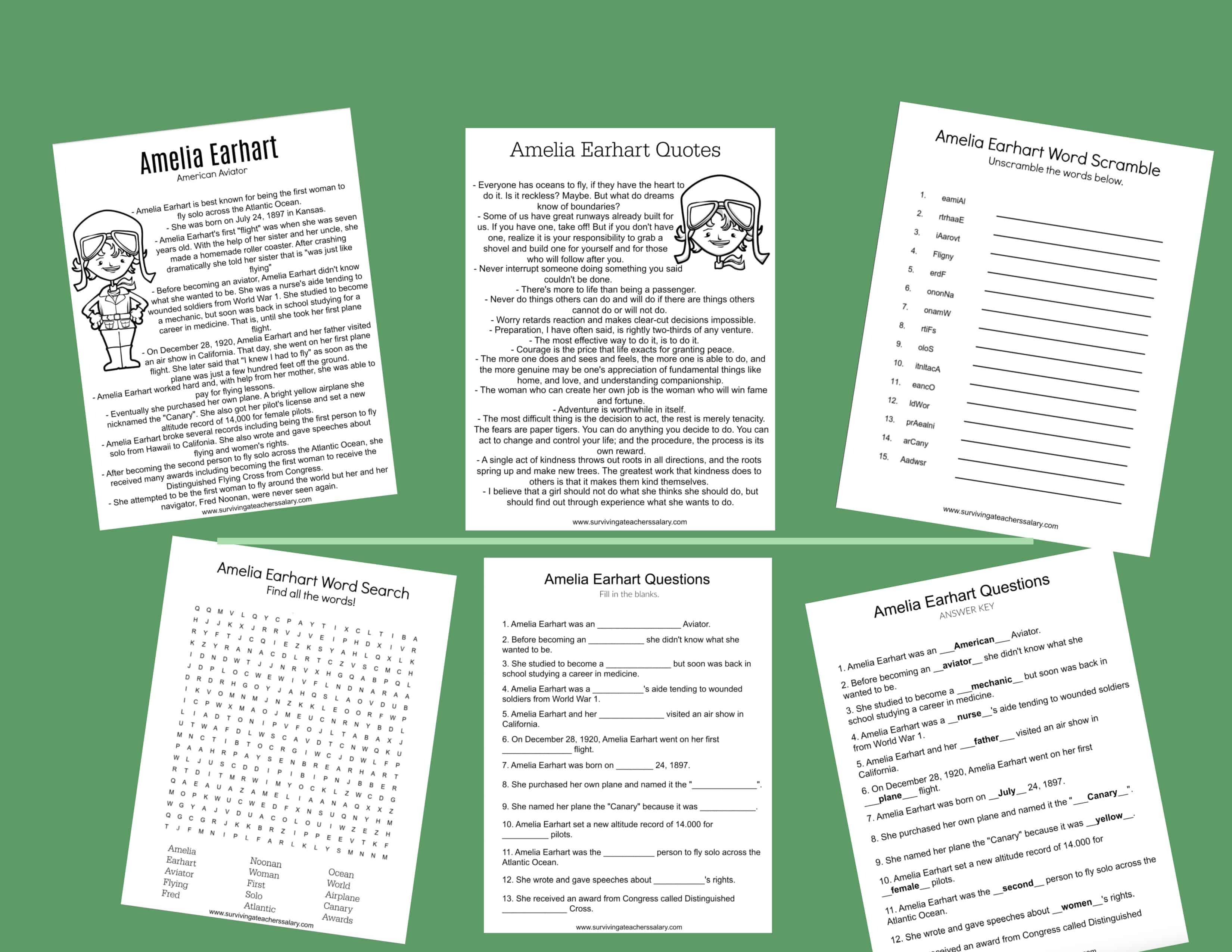 All About Amelia Earhart Worksheets &amp;amp; Activities For Kids | Amelia Earhart Free Worksheets Printable