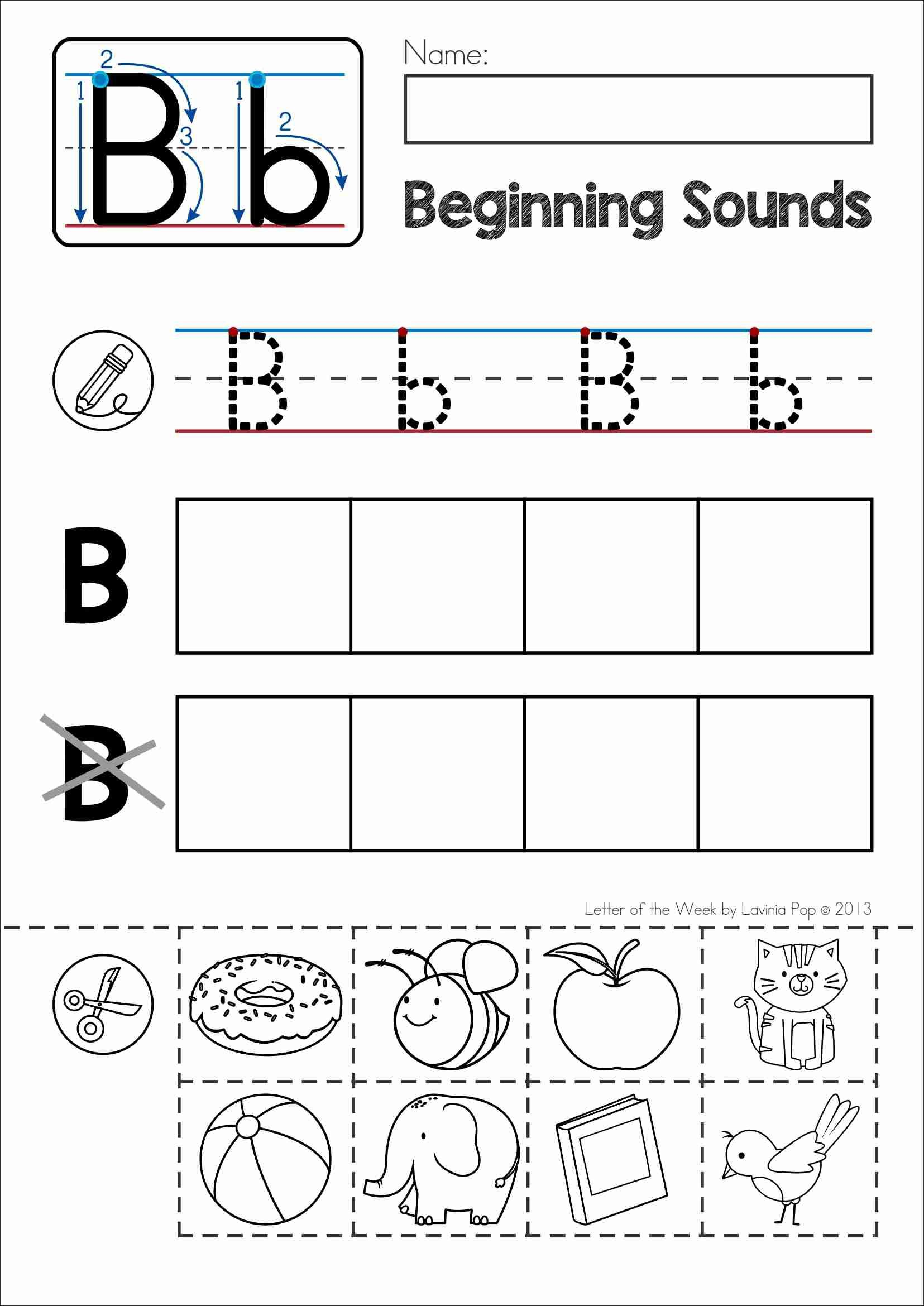 Alphabet Phonics Letter Of The Week B | Alphabet Activities | Free Printable Kindergarten Worksheets Cut And Paste