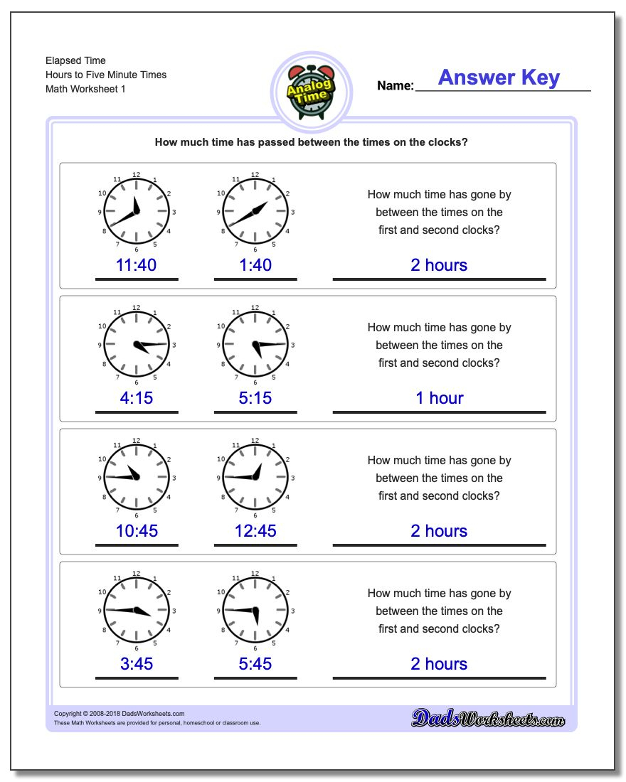 Analog Elapsed Time | Elapsed Time Worksheets Free Printable