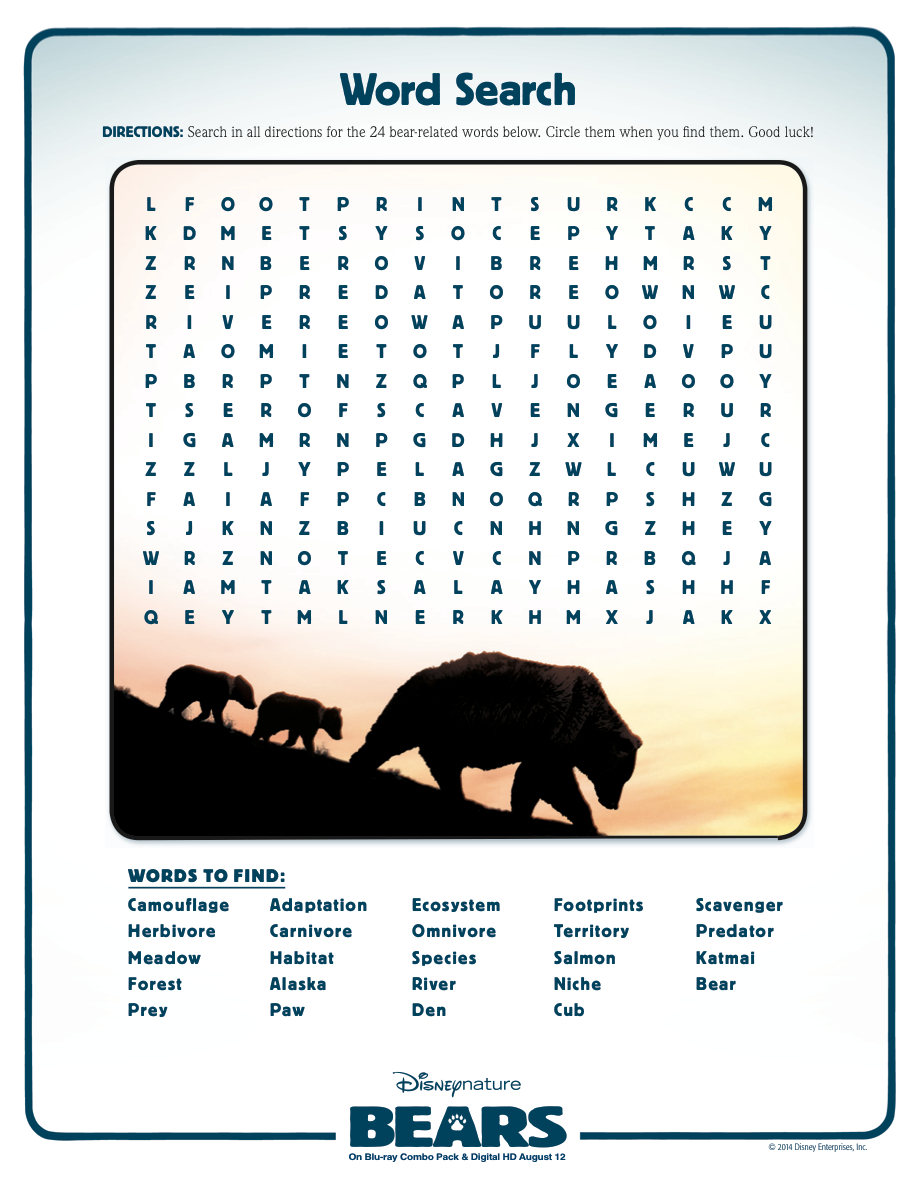 Animal Adaptations | Disney Bears | Video Worksheet | Science | Free Printable Worksheets Animal Adaptations