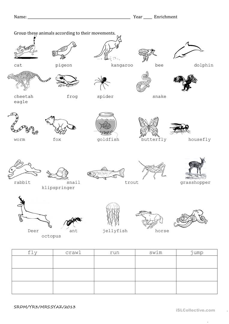 Animal Movements Worksheet - Free Esl Printable Worksheets Made | Free Printable Pet Worksheets