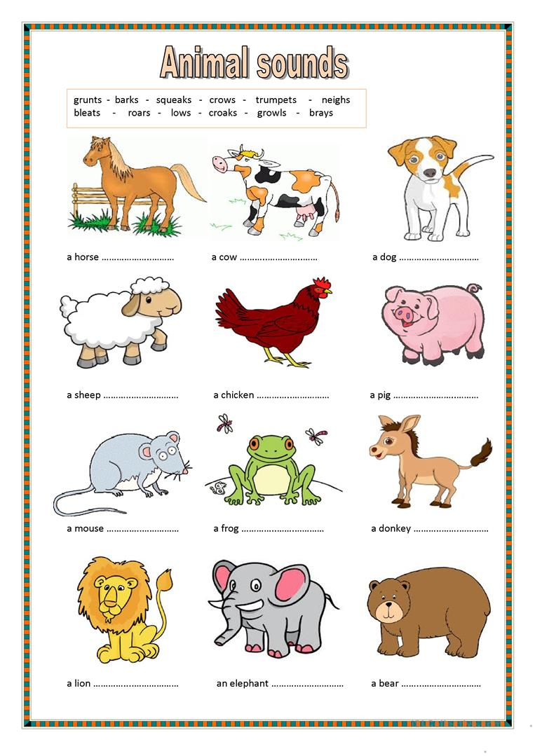 Animal Sounds. (Key Included) Worksheet - Free Esl Printable | Animal Sounds Printable Worksheets