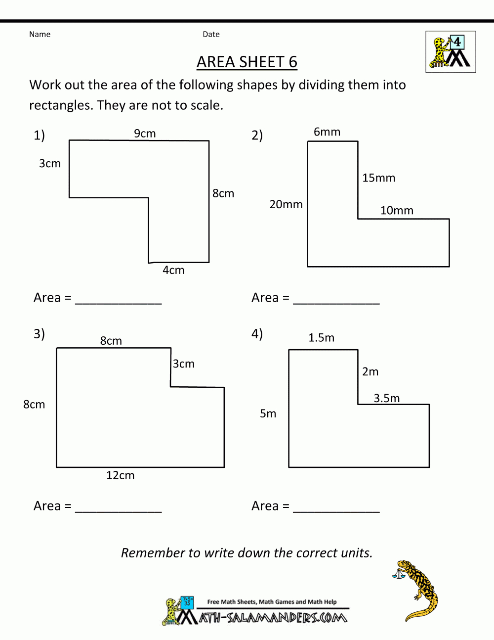 Area Worksheets | Printable Area Worksheets