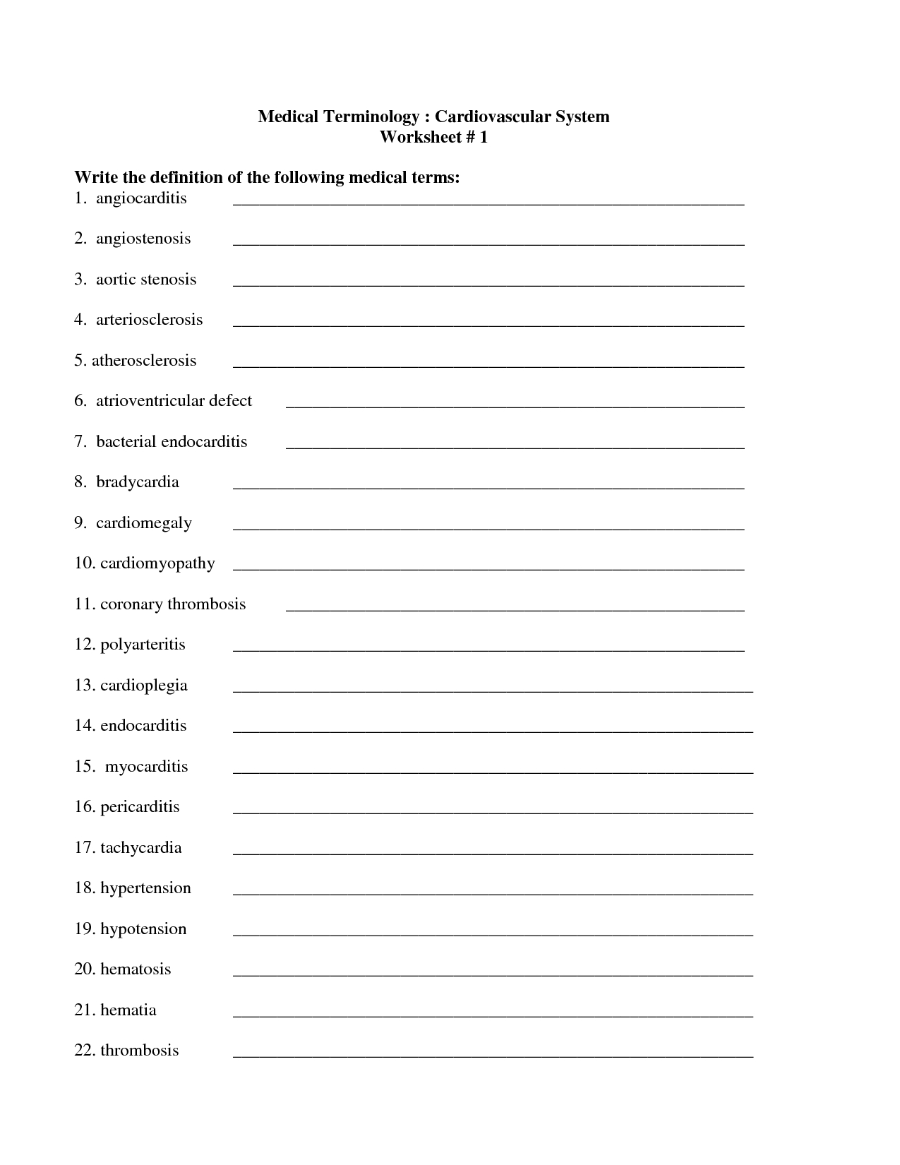 Awesome Medical Terminology Worksheets | Ladyk | Medical Coding | Printable Cna Worksheets