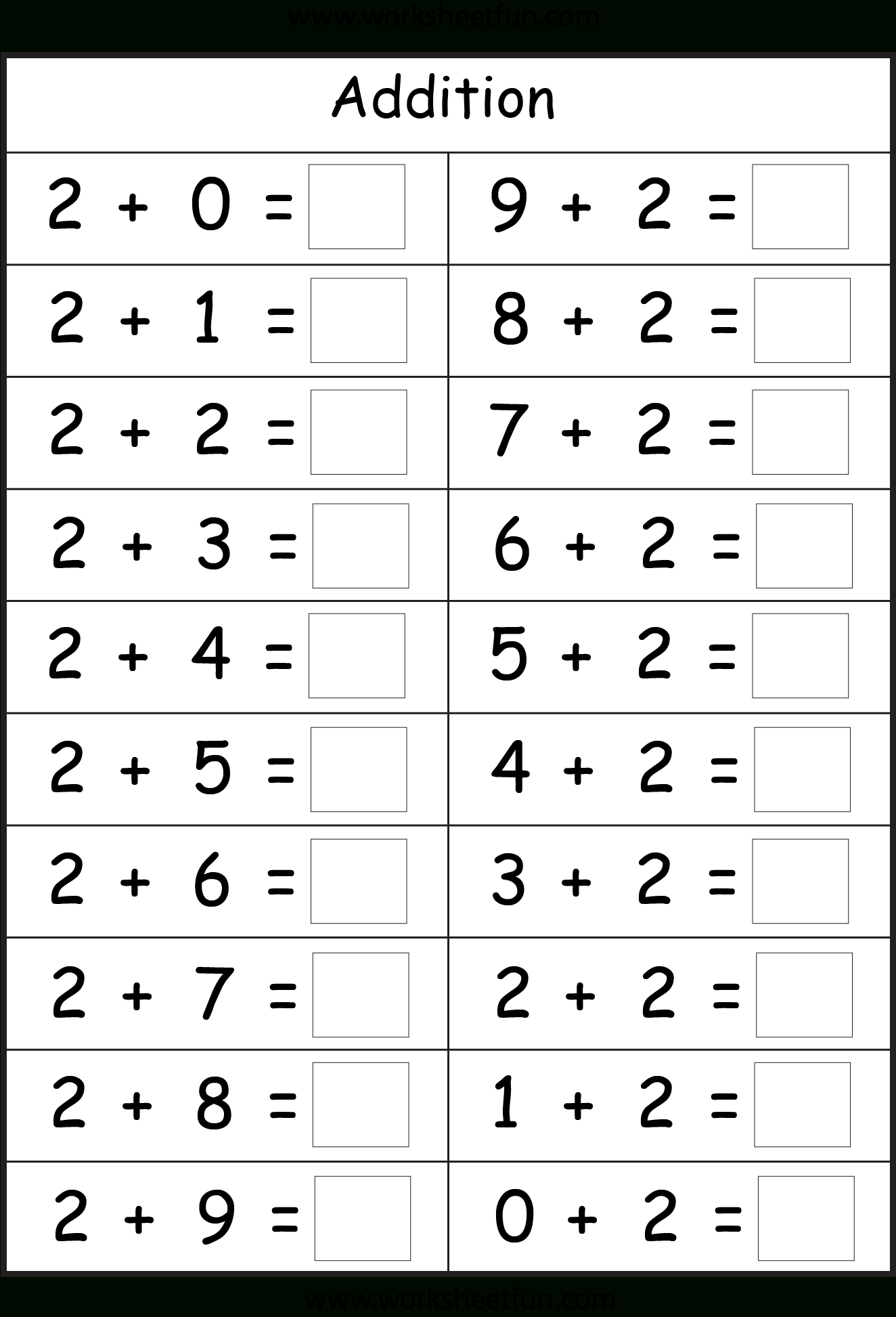 Basic Addition Facts – 8 Worksheets / Free Printable Worksheets | Printable Addition Worksheets Kindergarten