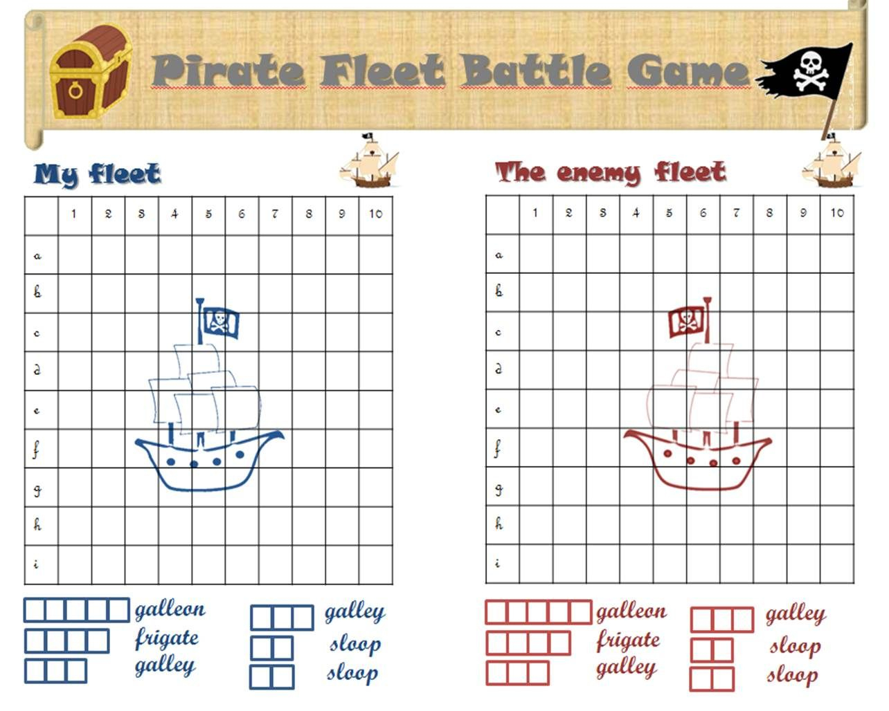 Battleship Printable Game - The Pirate Version! | ***tips &amp;amp; Tricks | Printable Barrier Games Worksheets