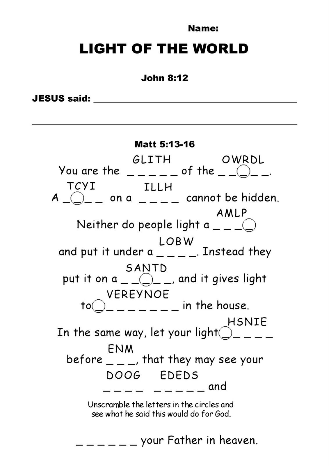 Bible Worksheets | Growing Kids In Grace: Light Of The World | Free Printable Children&amp;amp;#039;s Bible Lessons Worksheets