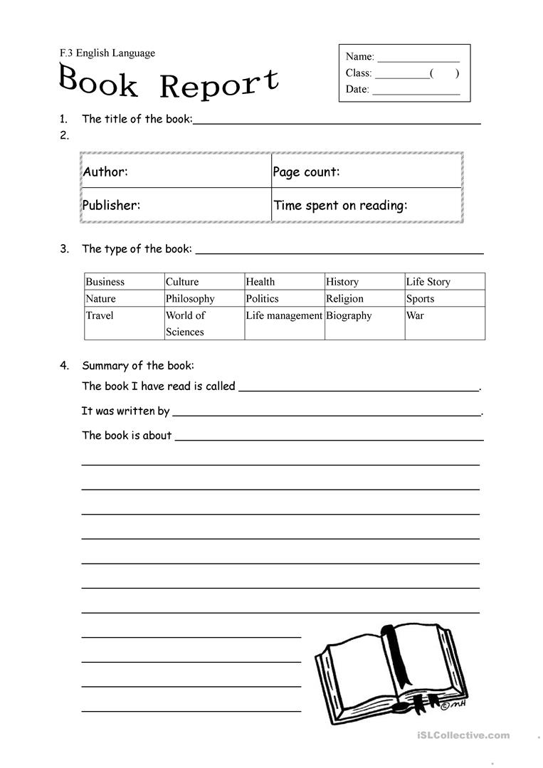 Book Report Form For Non Fiction Worksheet - Free Esl Printable | Book Report Printable Worksheets