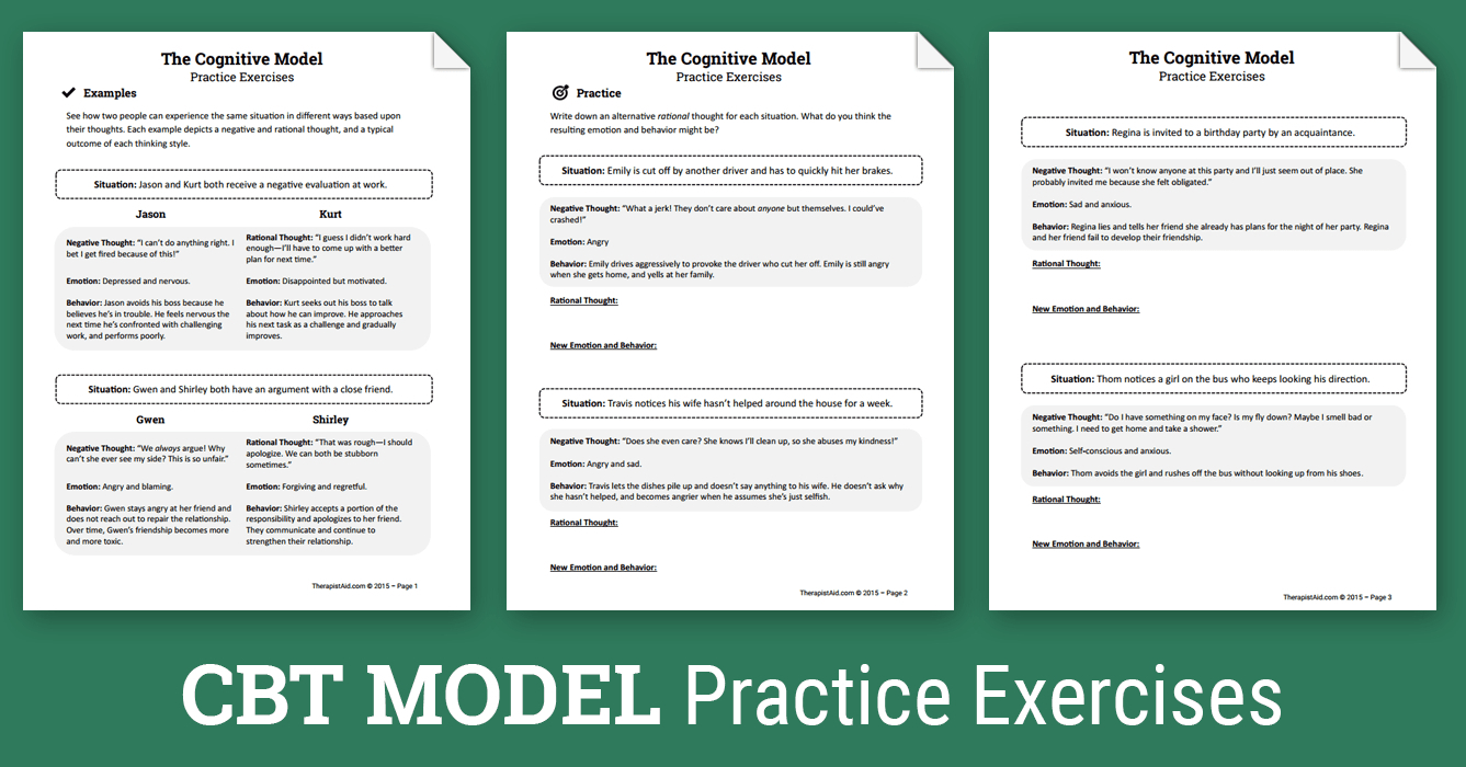 Cbt Practice Exercises (Worksheet) | Therapist Aid - Free Printable | Free Printable Therapy Worksheets