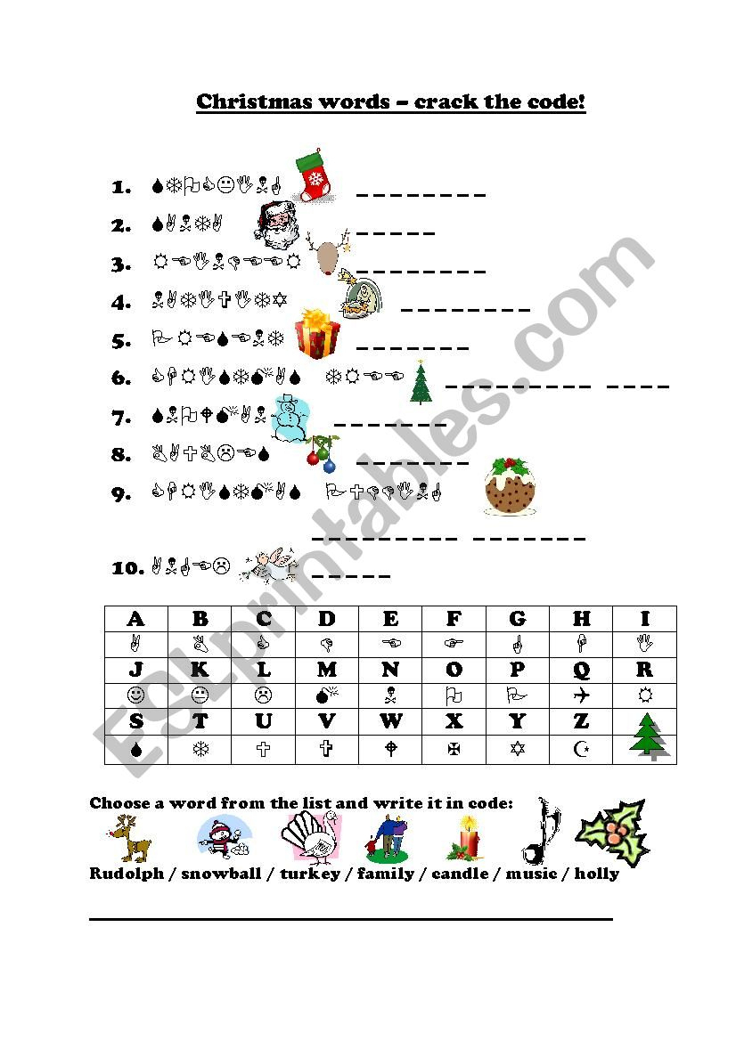 Christmas &amp;quot;crack The Code&amp;quot; - Esl Worksheetfrausue - Crack The Code | Crack The Code Worksheets Printable Free