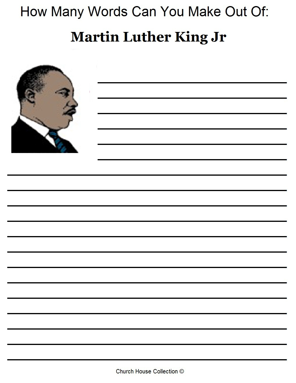 Church House Collection Blog: Free Martin Luther King Jr Worksheets | Free Printable Martin Luther King Jr Worksheets