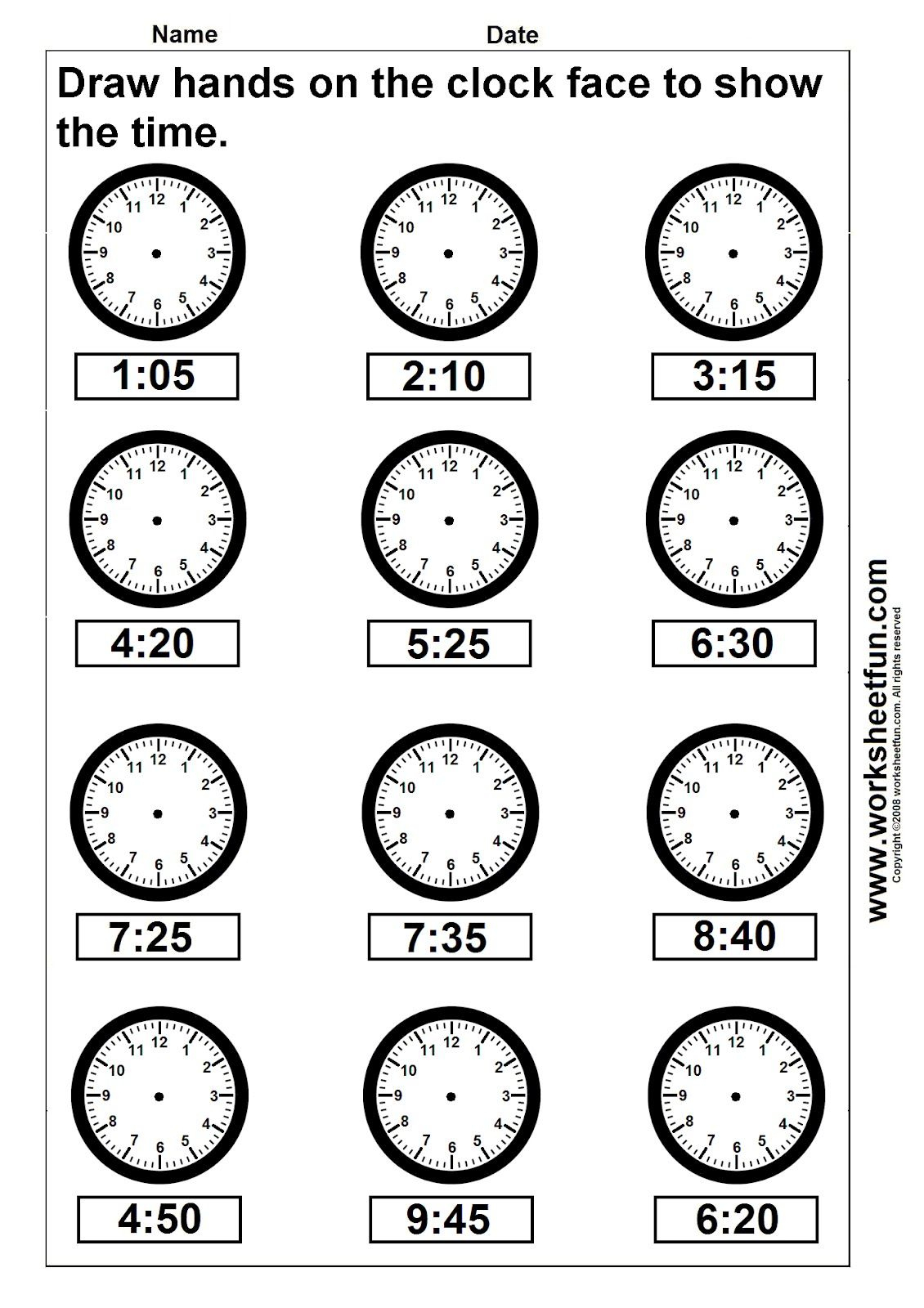 Clock Telling Time Worksheet Printable | Worksheetfun - Free | Kindergarten Clock Worksheet Printables