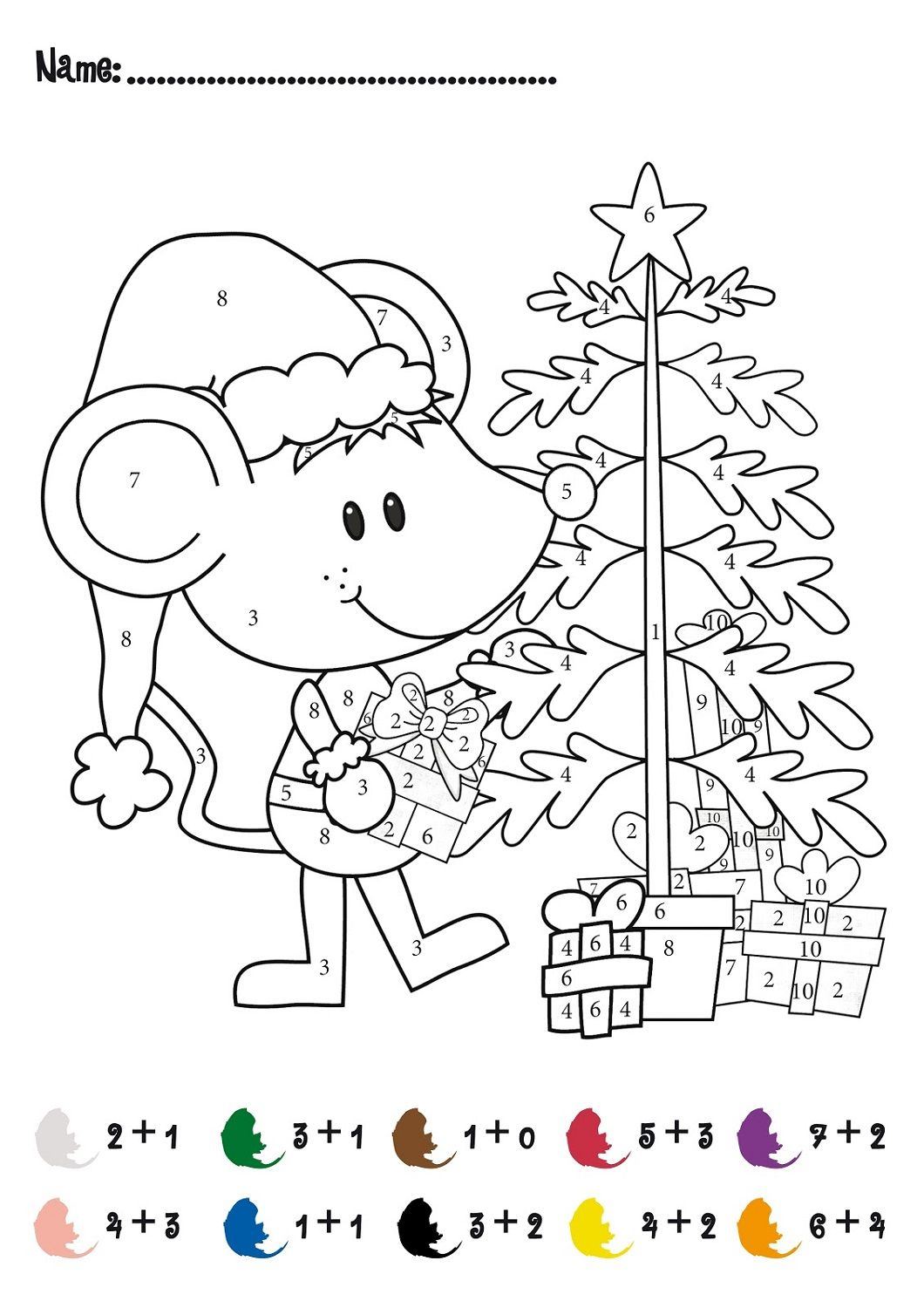 Color-By-Number-Worksheet-Christmas | 2Nd Grade Party | Math | Free Printable Christmas Math Worksheets For 2Nd Grade