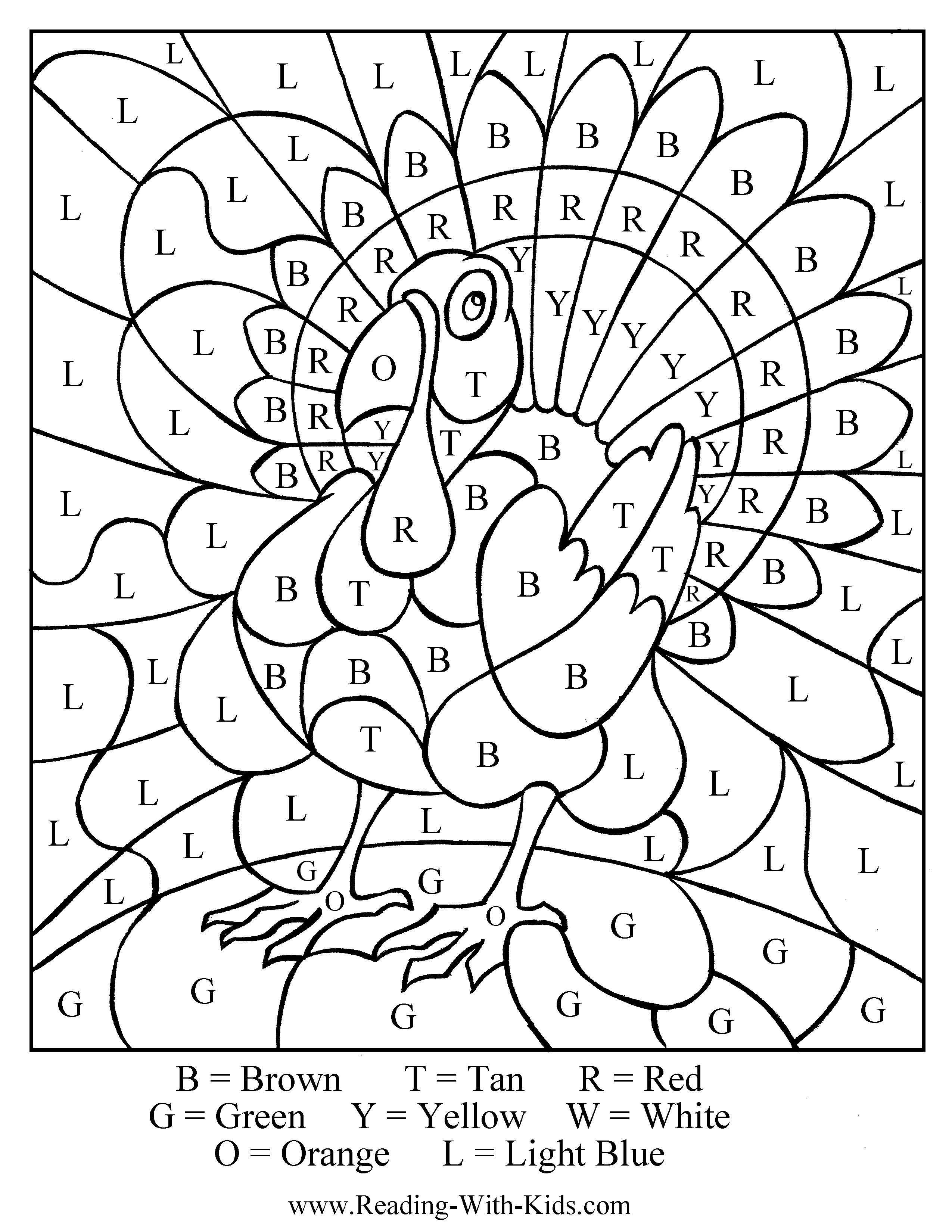 Colorletter Turkey - Great Idea For Thanksgiving #thanksgiving | Free Printable Thanksgiving Worksheets For Middle School