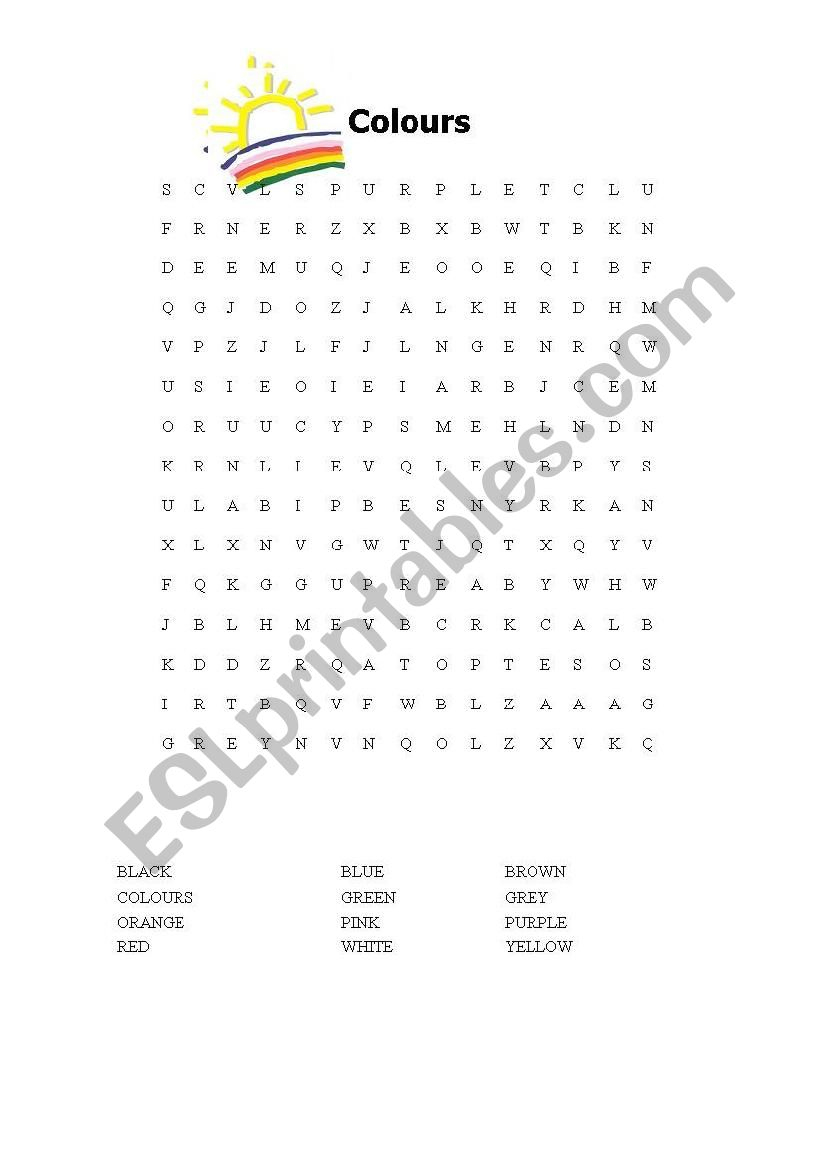 Colours Wordsearch - Esl Worksheetevamauria | Colours Wordsearch Printable Worksheets