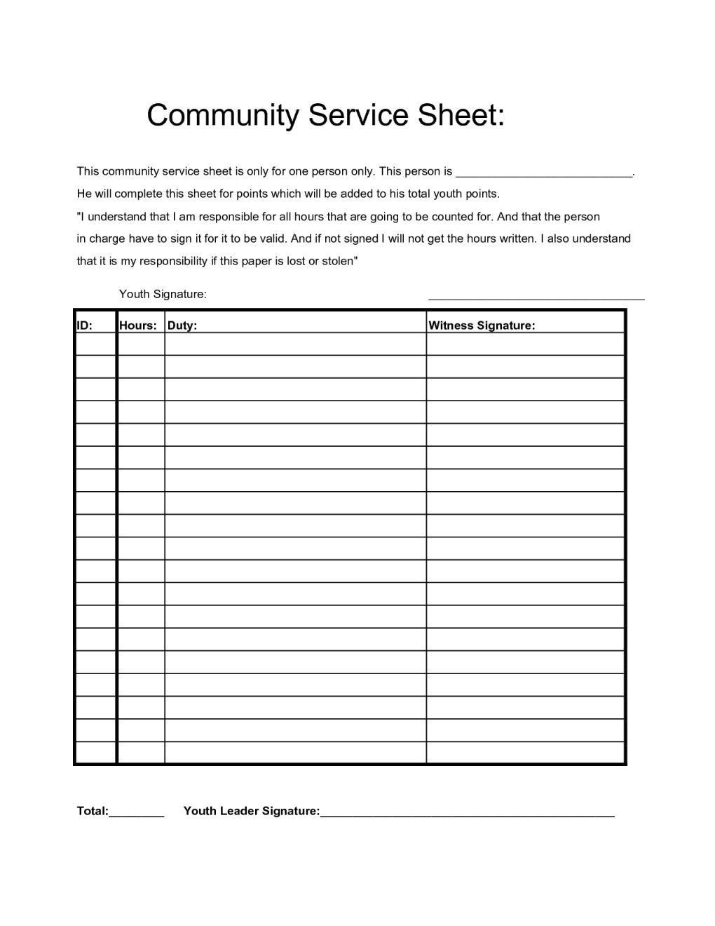 Community Service Worksheet | Briefencounters | Community Service Printable Worksheets