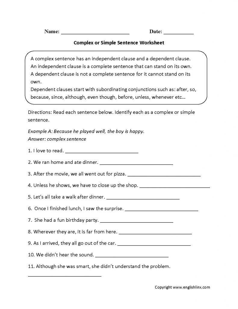Complex Or Simple Sentences Worksheet | Education | Pinterest - Free | Free Printable Worksheets On Simple Compound And Complex Sentences