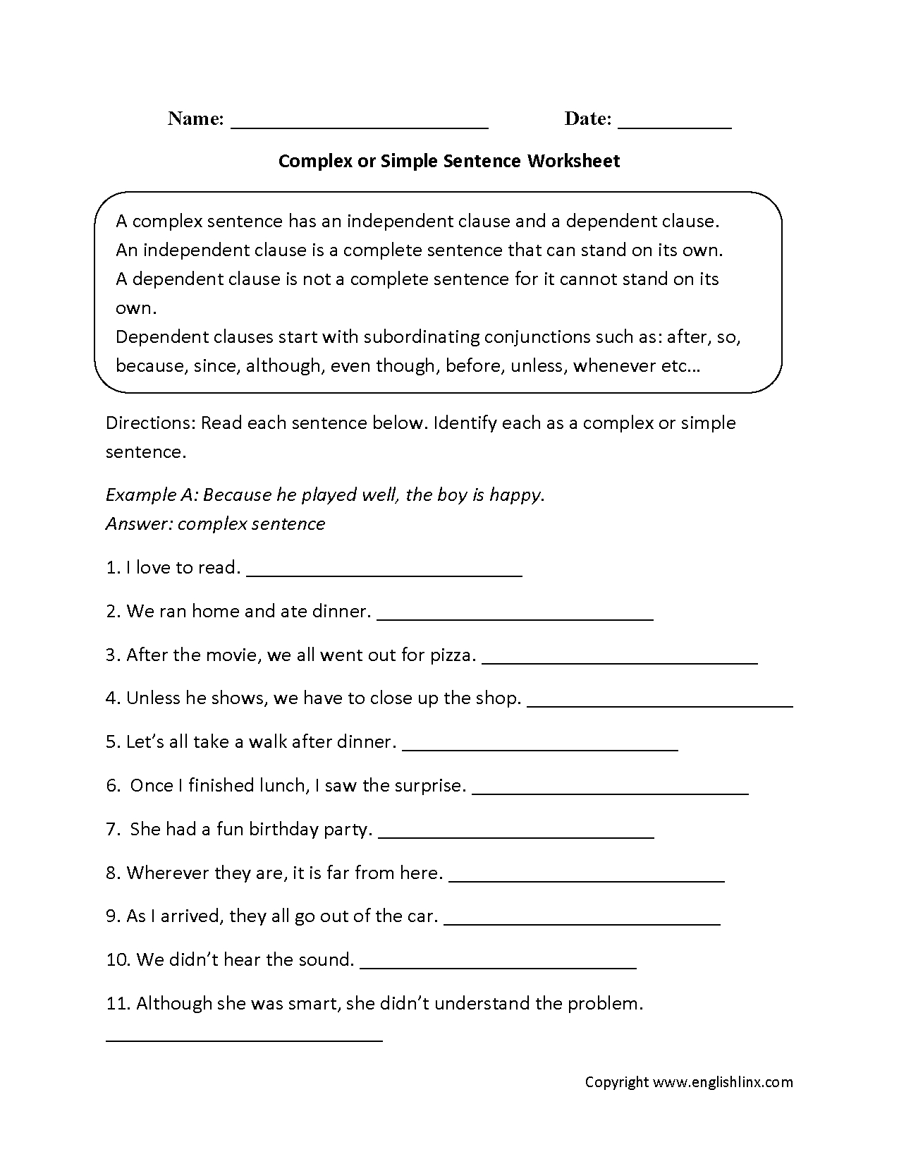 Complex Or Simple Sentences Worksheet | Education | Simple Sentences | Free Printable Worksheets On Simple Compound And Complex Sentences