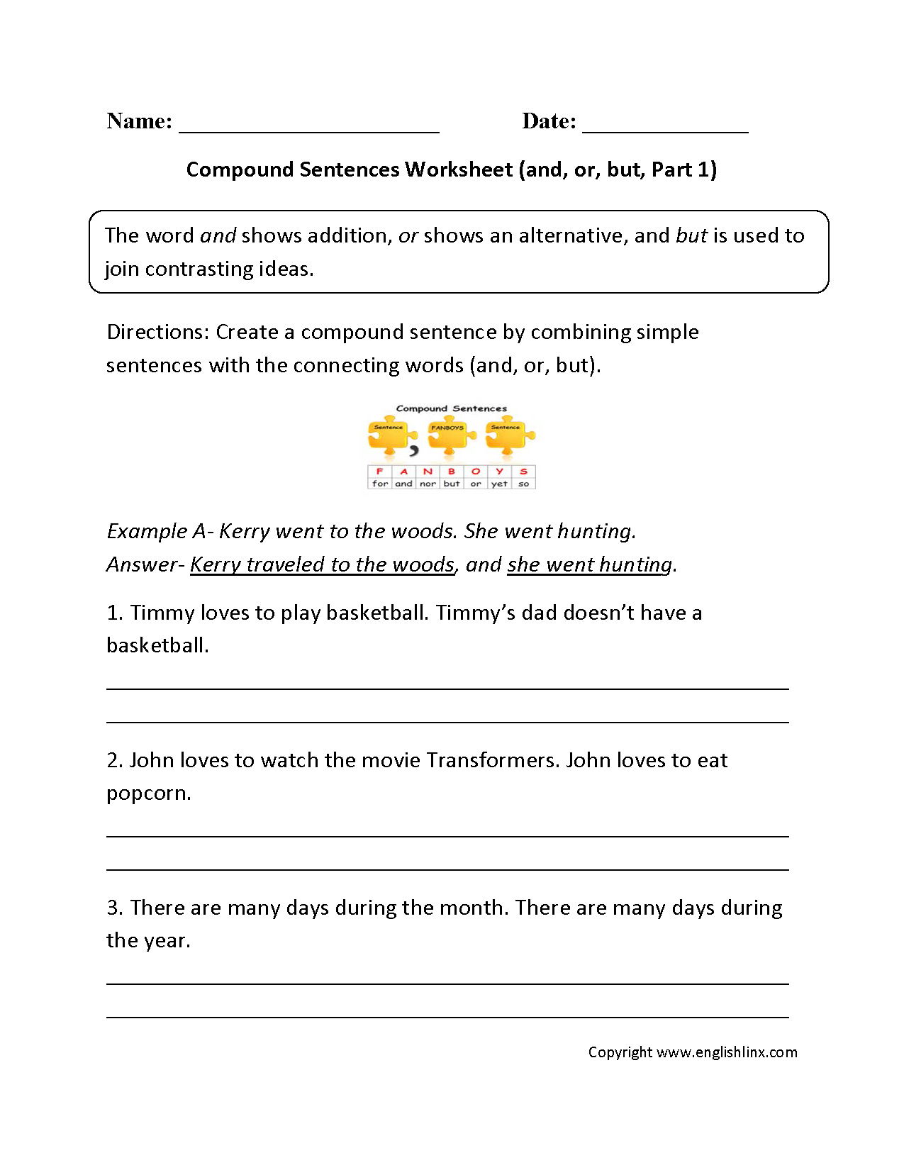 Compound Sentences Worksheets | Englishlinx Board | Pinterest - Free | Free Printable Worksheets On Simple Compound And Complex Sentences