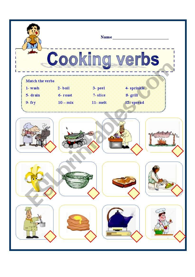 Cooking Verbs - Esl Worksheetawsana | Cooking Verbs Printable Worksheets