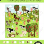Counting Game Of Farm Animals For Preschool Kids Activity Worksheet | Farm Animals Printable Worksheets