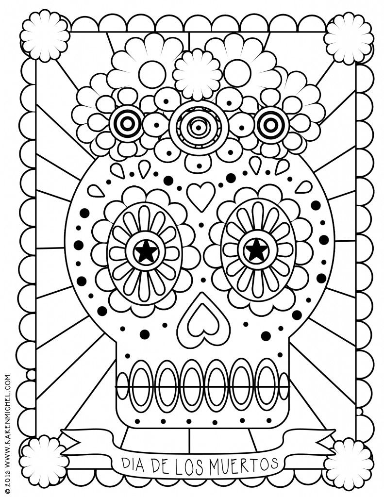 Dia De Los Muertos Coloring Page | Printable Coloring Pages | Doodle | Free Printable Day Of The Dead Worksheets