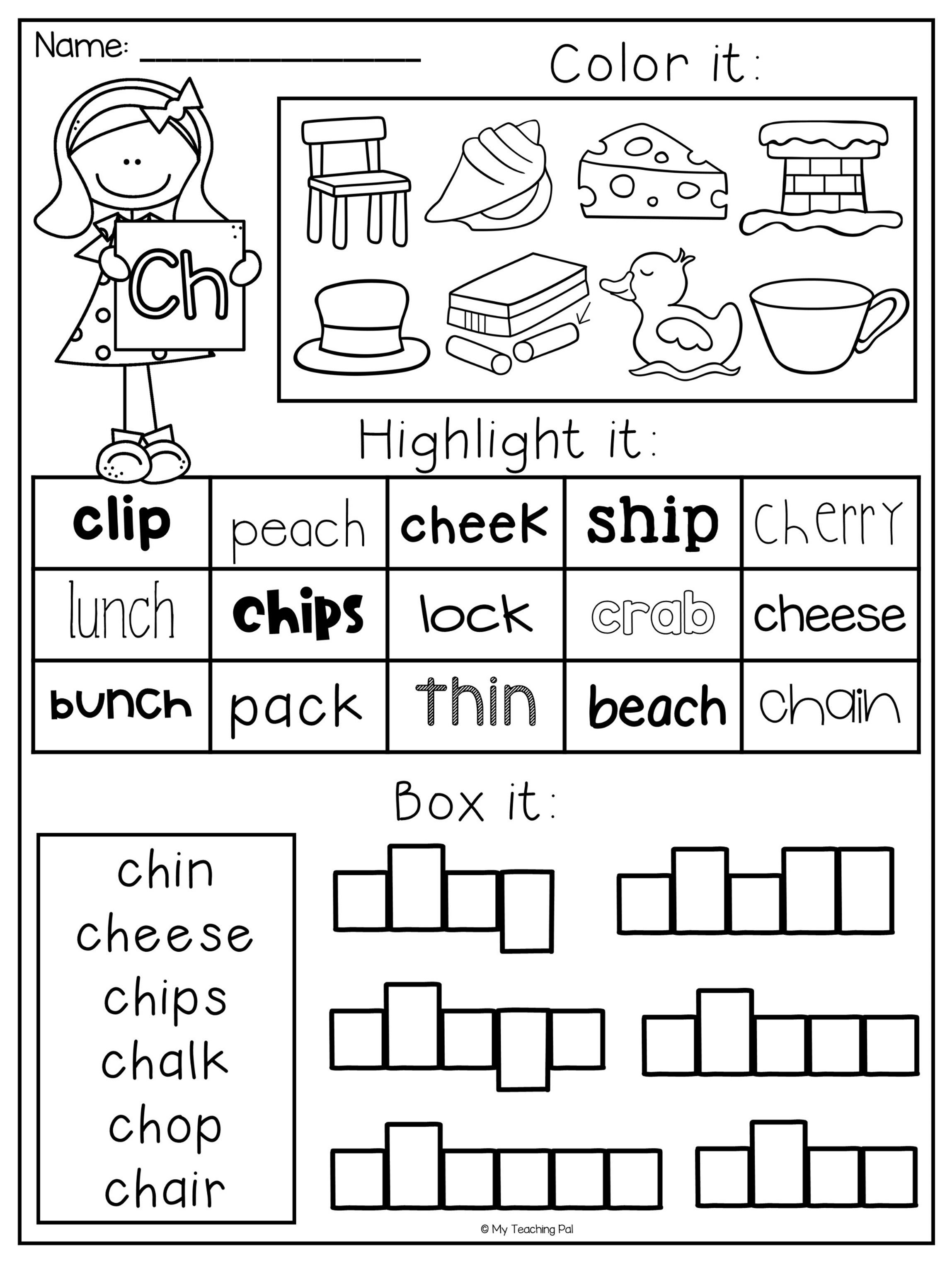 Digraph Worksheet Packet Ch Sh Th Wh Ph Educational Printable 