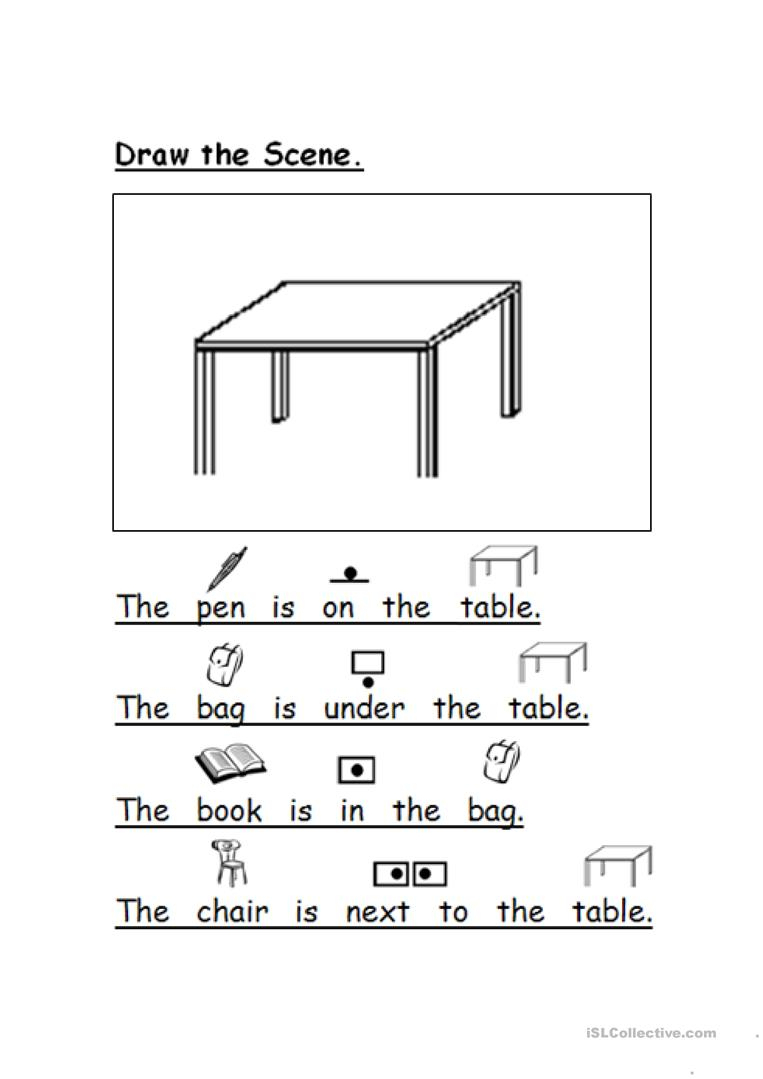 Draw The Scene Prepositions Worksheet - Free Esl Printable | Printable Preposition Worksheets