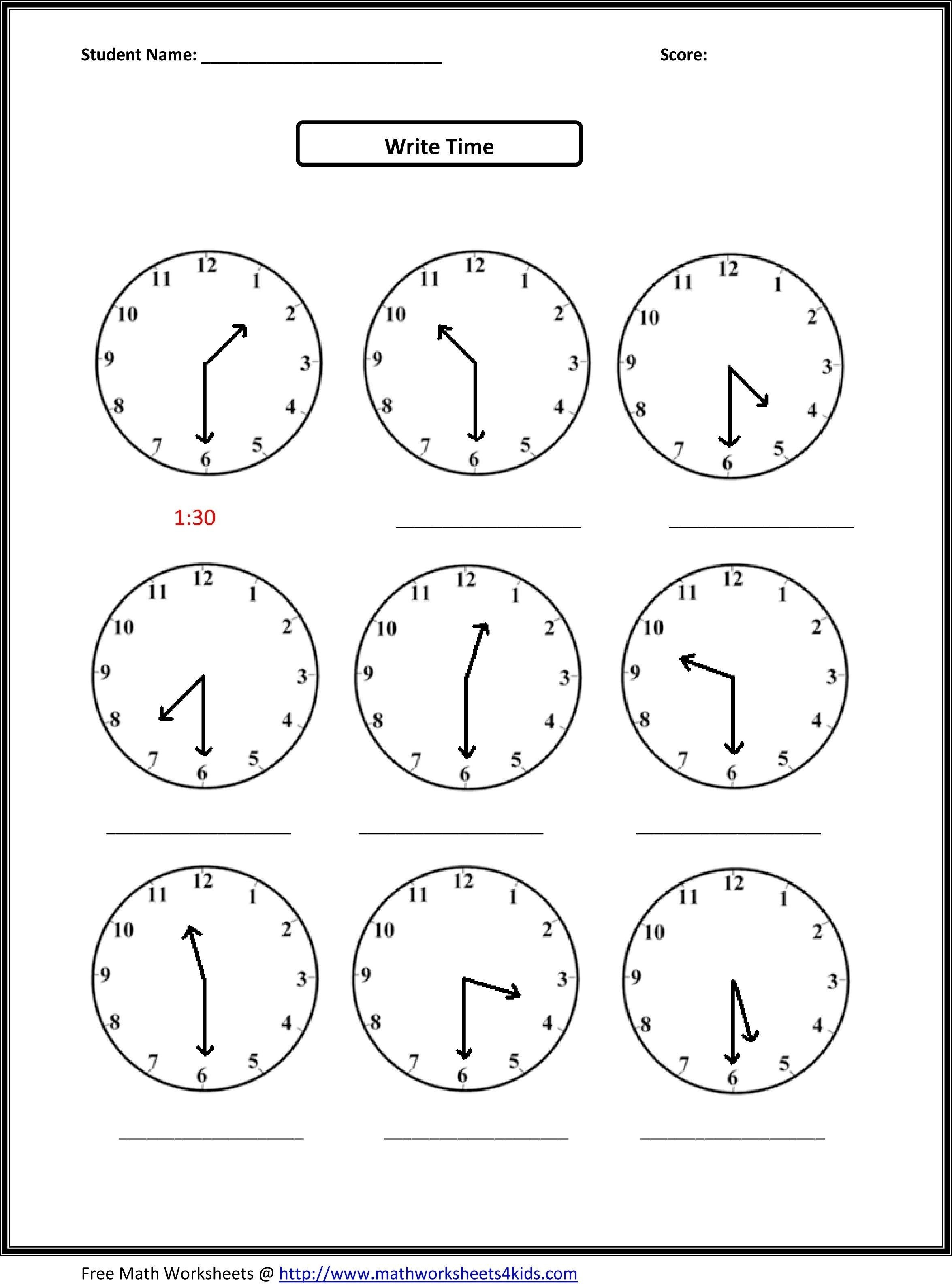 √ Telling Time Printable Worksheets First Grade Inspirationa - Free | Printable Clock Worksheets First Grade