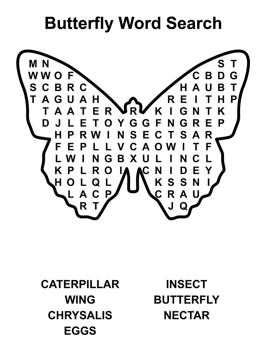 Easy Word Search Printable | Kiddo Shelter | Kids Worksheets | Butterfly Word Search Printable Worksheets