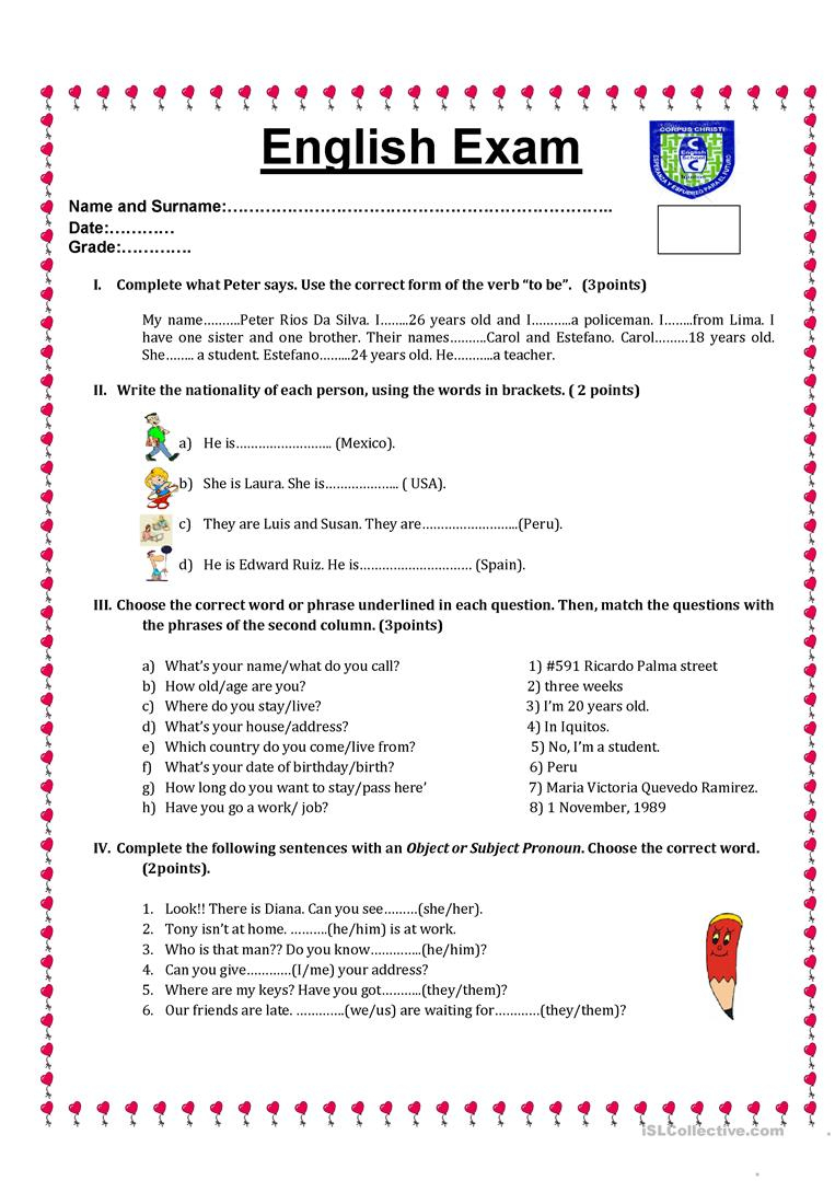 English Test Worksheet - Free Esl Printable Worksheets Madeteachers | English Test Printable Worksheets