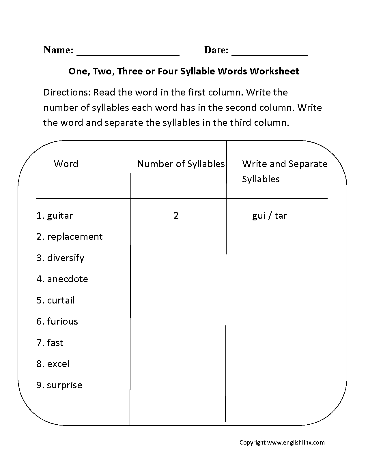 Englishlinx | Syllables Worksheets - Free Printable Open And Closed | Free Printable Syllable Worksheets For Kindergarten