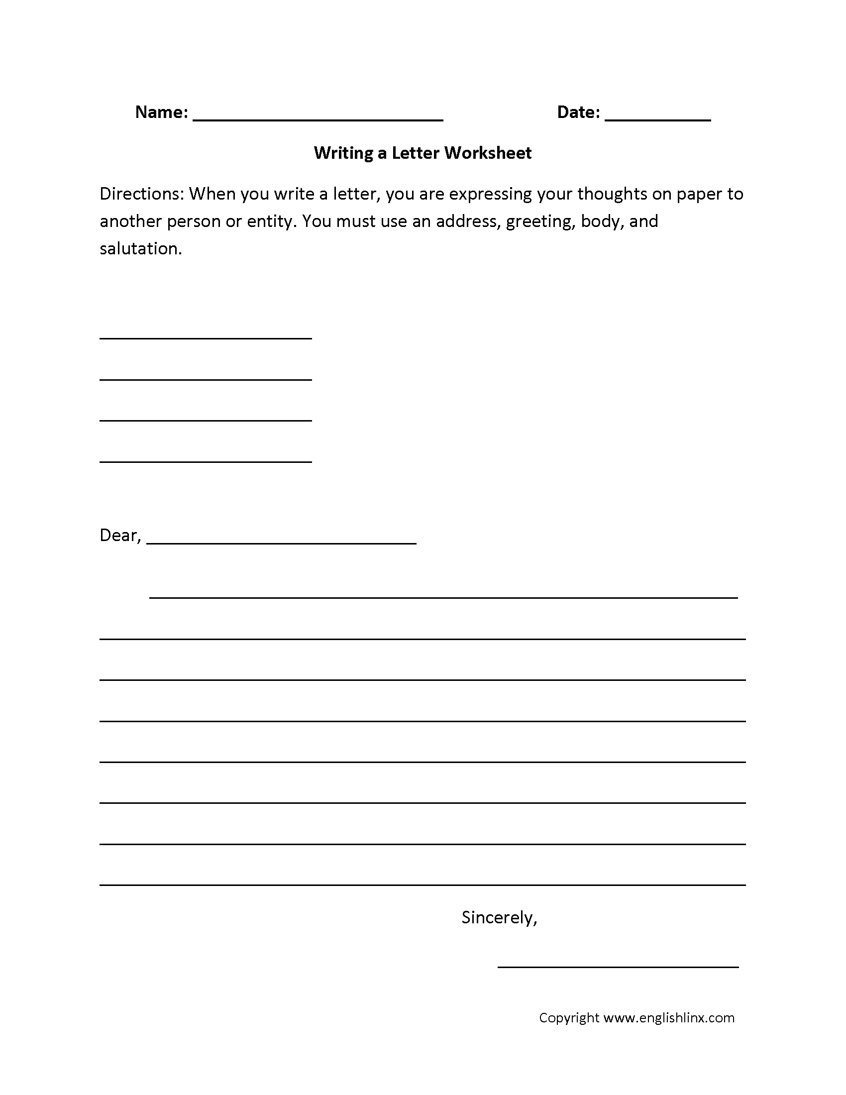 Englishlinx | Writing Worksheets | Free Printable Second Grade Writing Worksheets