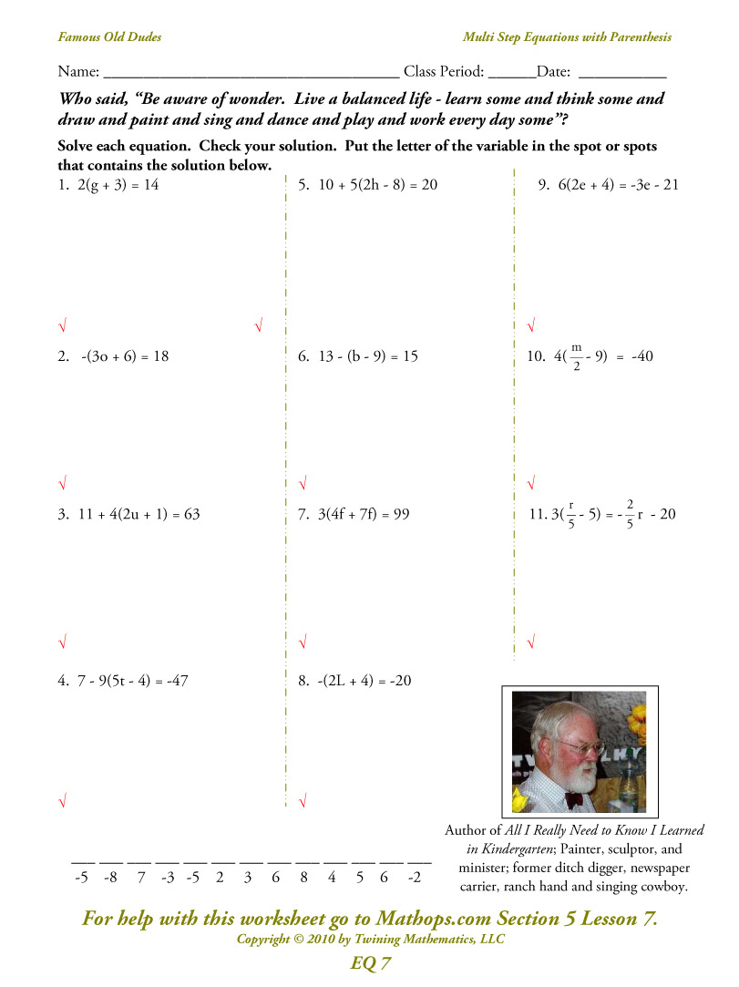 Combining Like Terms Worksheet