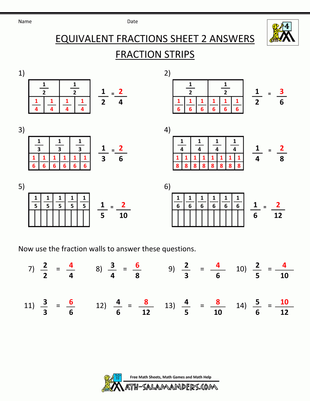 Equivalent Fractions Worksheet | 4Th Grade Equivalent Fractions Printable Worksheets