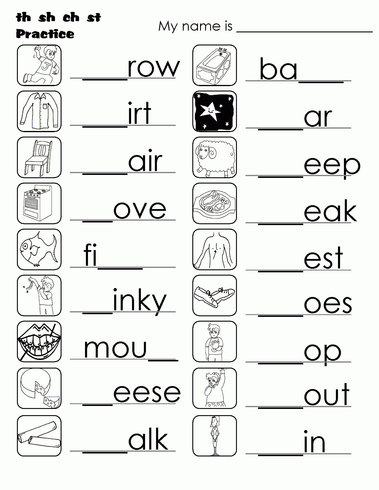 Sh Worksheets 1st Grade