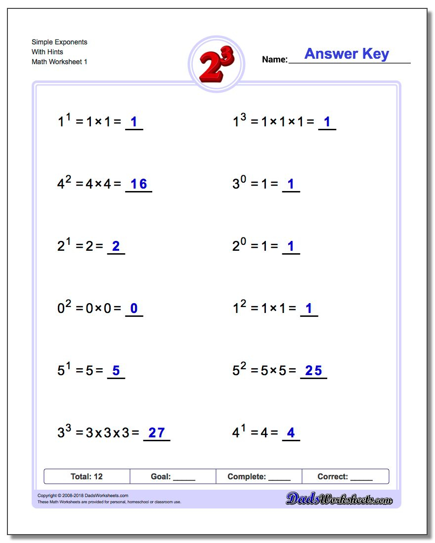 Exponents Worksheets | 5Th Grade Exponents Printable Worksheets
