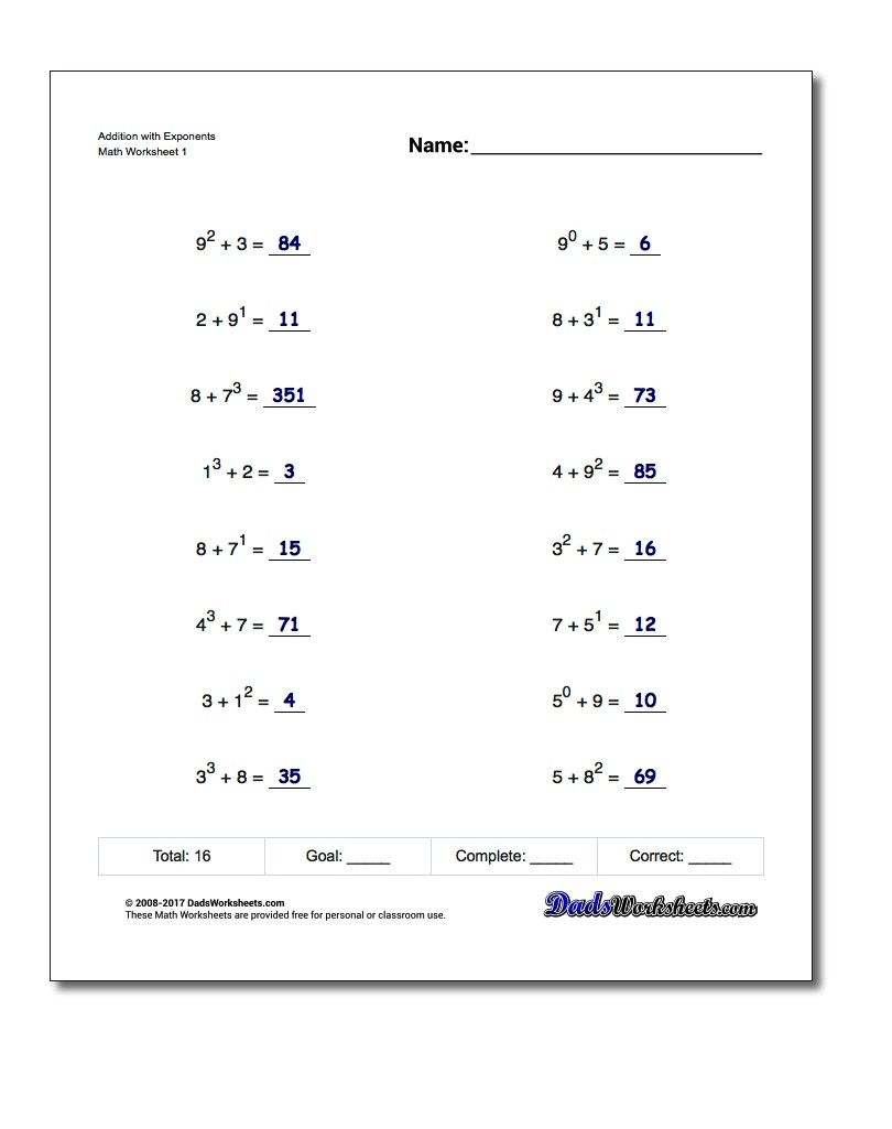 Exponents Worksheets For Computing Powers Of Ten And Scientific | Negative Exponents Worksheets Printable
