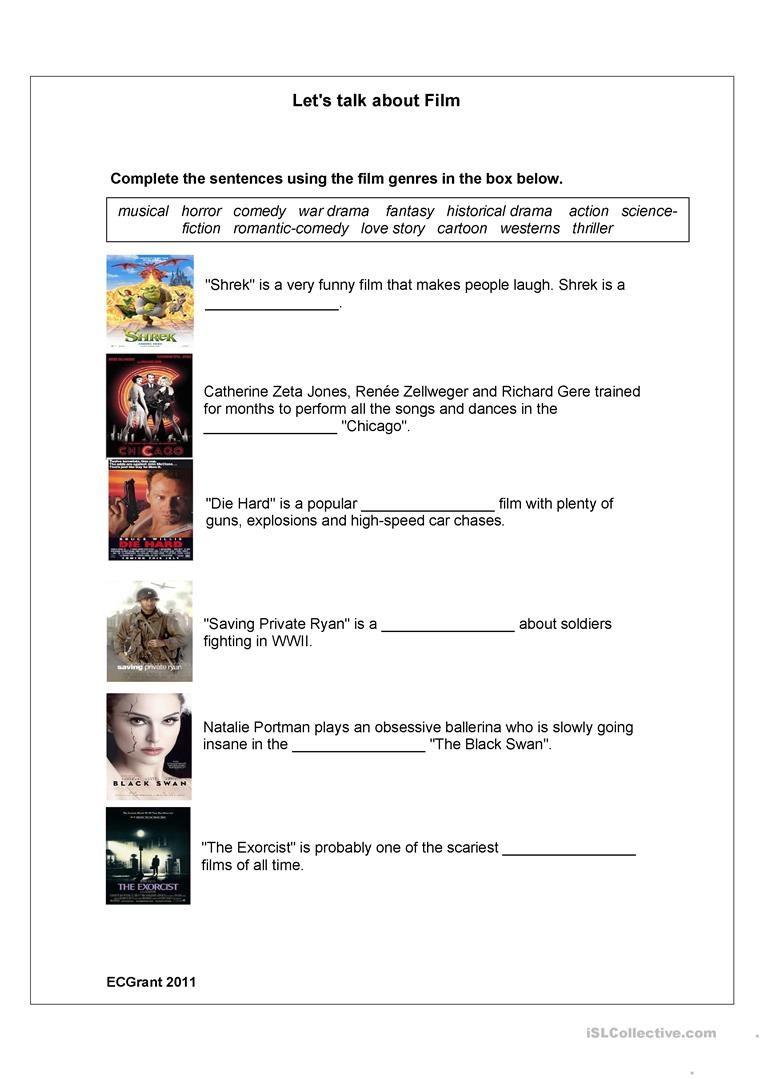 Film Genres Worksheet - Free Esl Printable Worksheets Madeteachers | Wwii Printable Worksheets